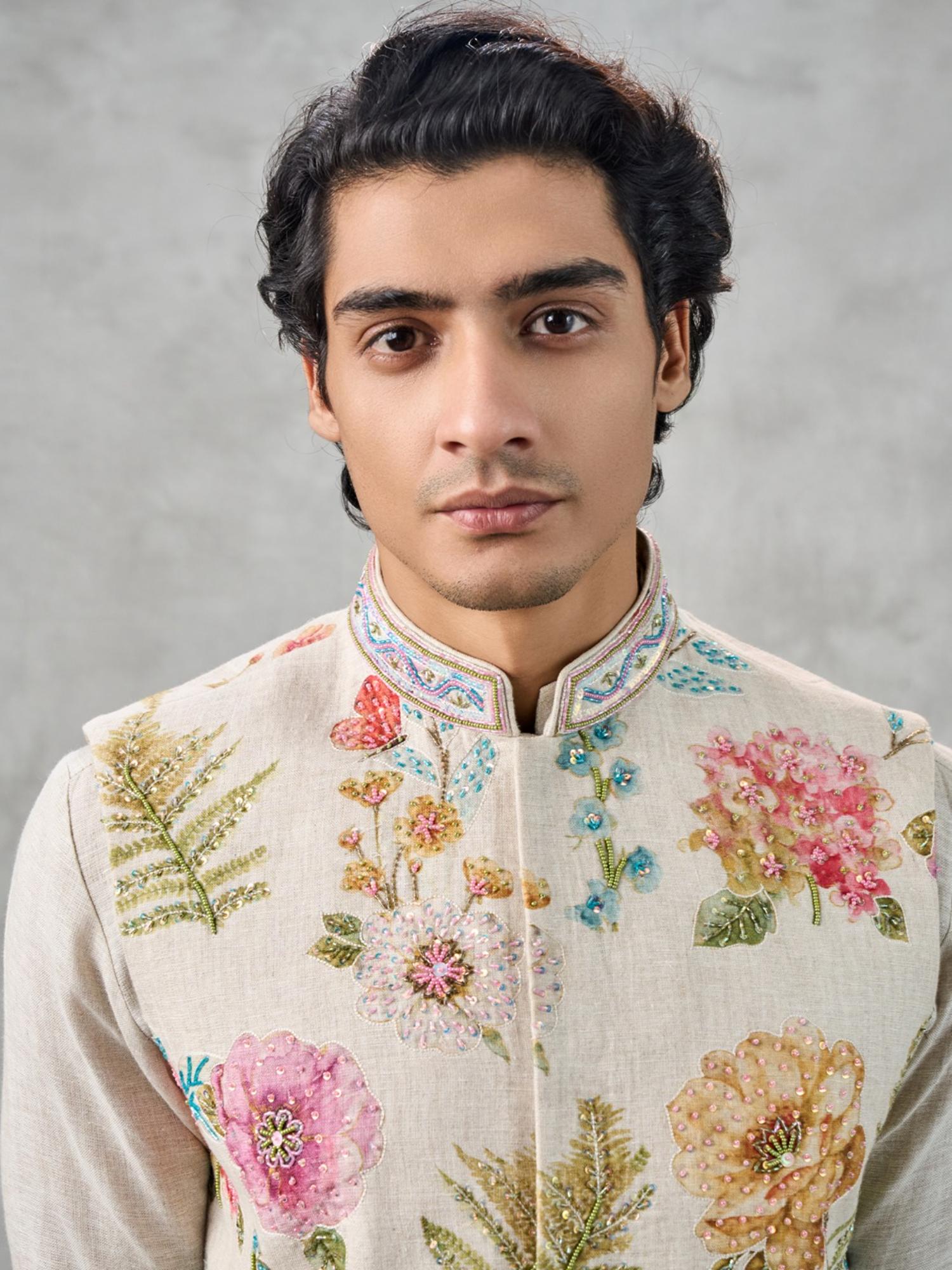 Beige Elegance Kurta with Trouser and Jacket
