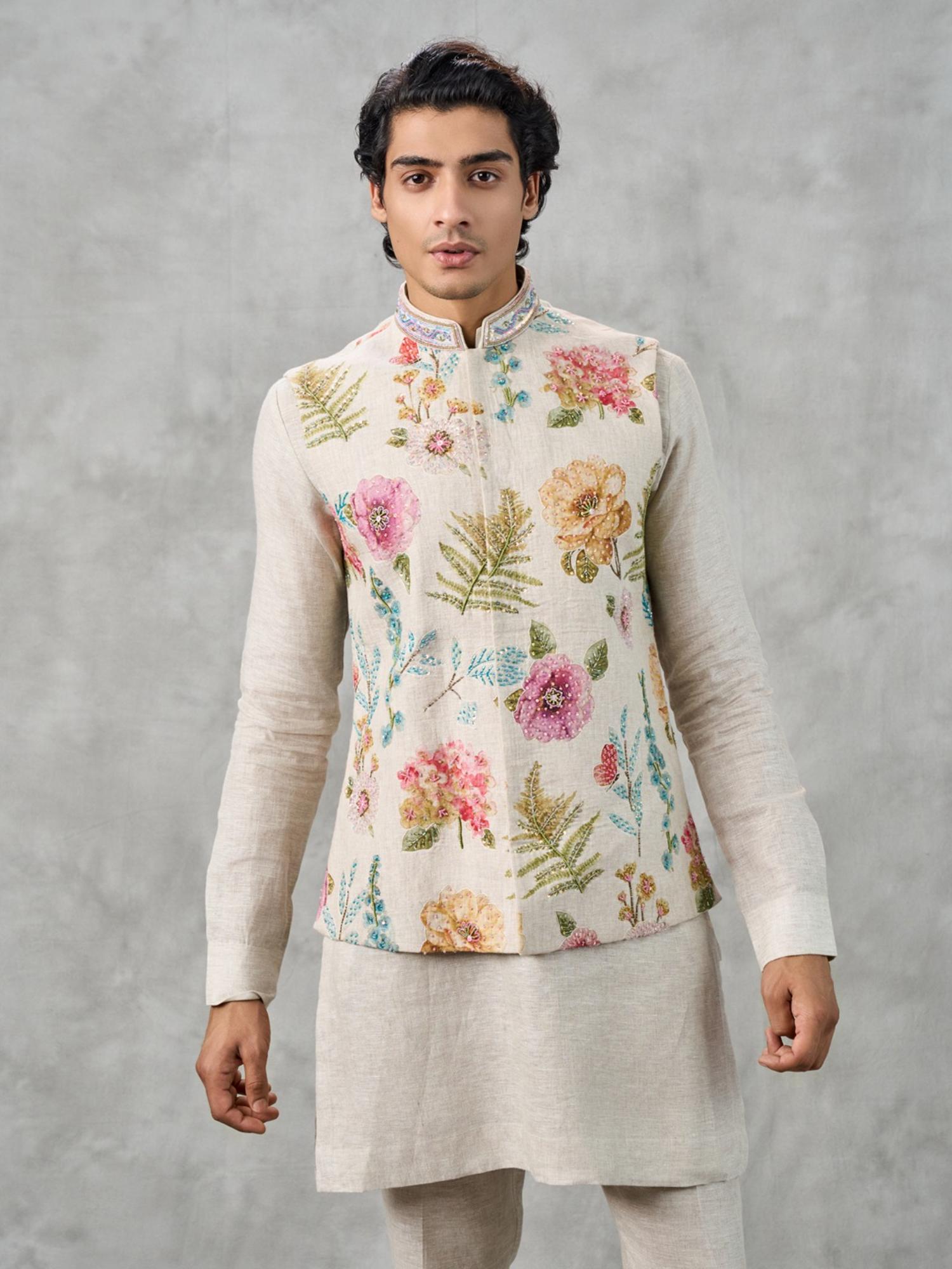 Beige Elegance Kurta with Trouser and Jacket