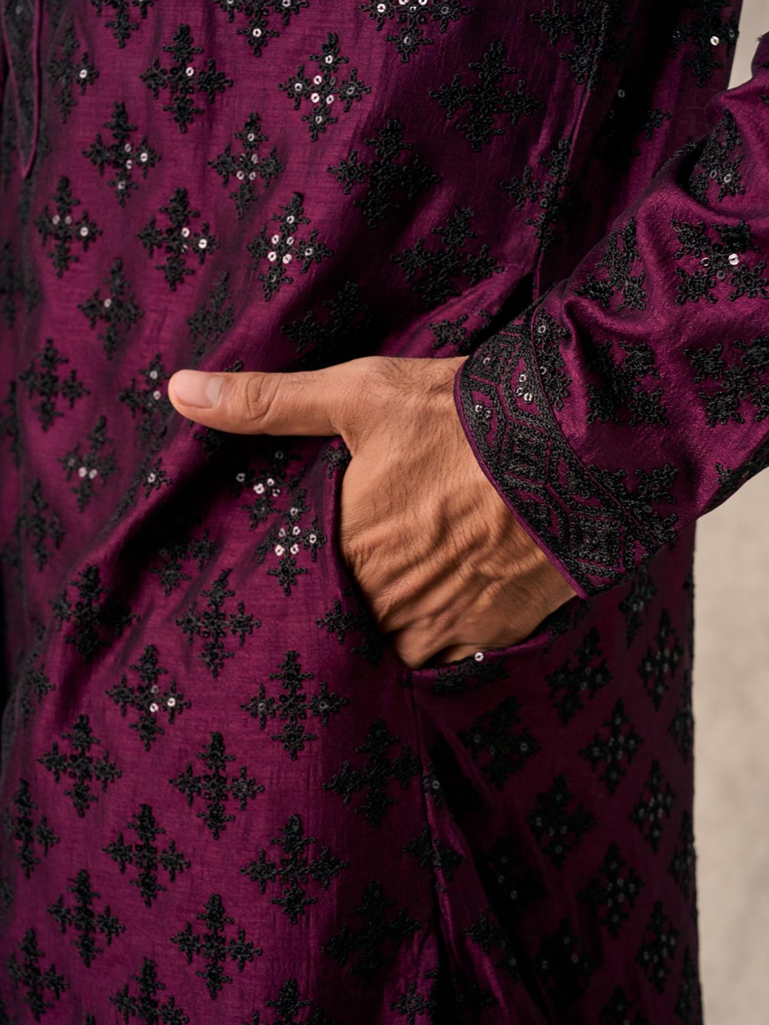 Glamorous Wine Kurta with Pant and Dupatta