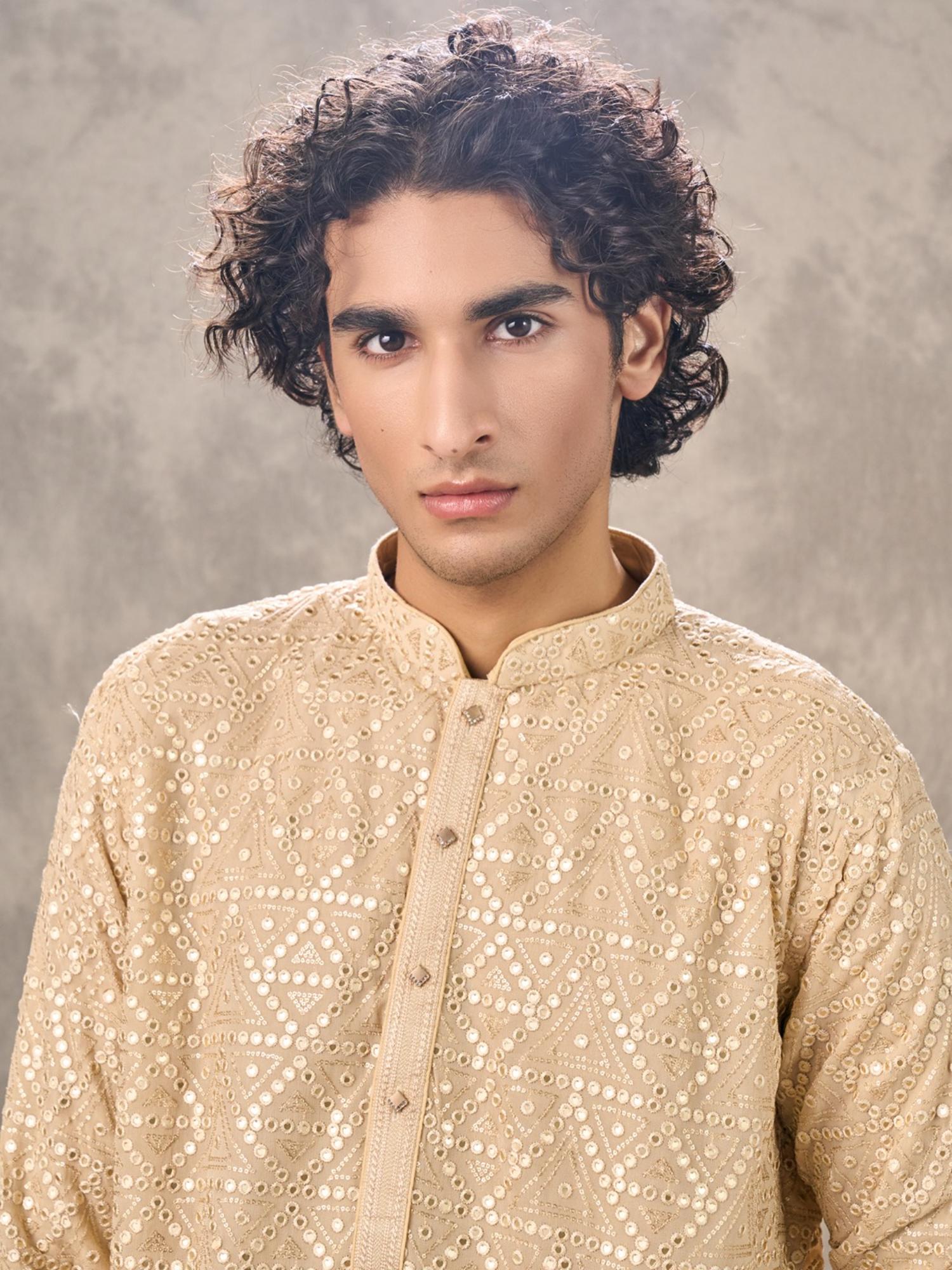 Regal Beige Georgette Kurta with Churidar