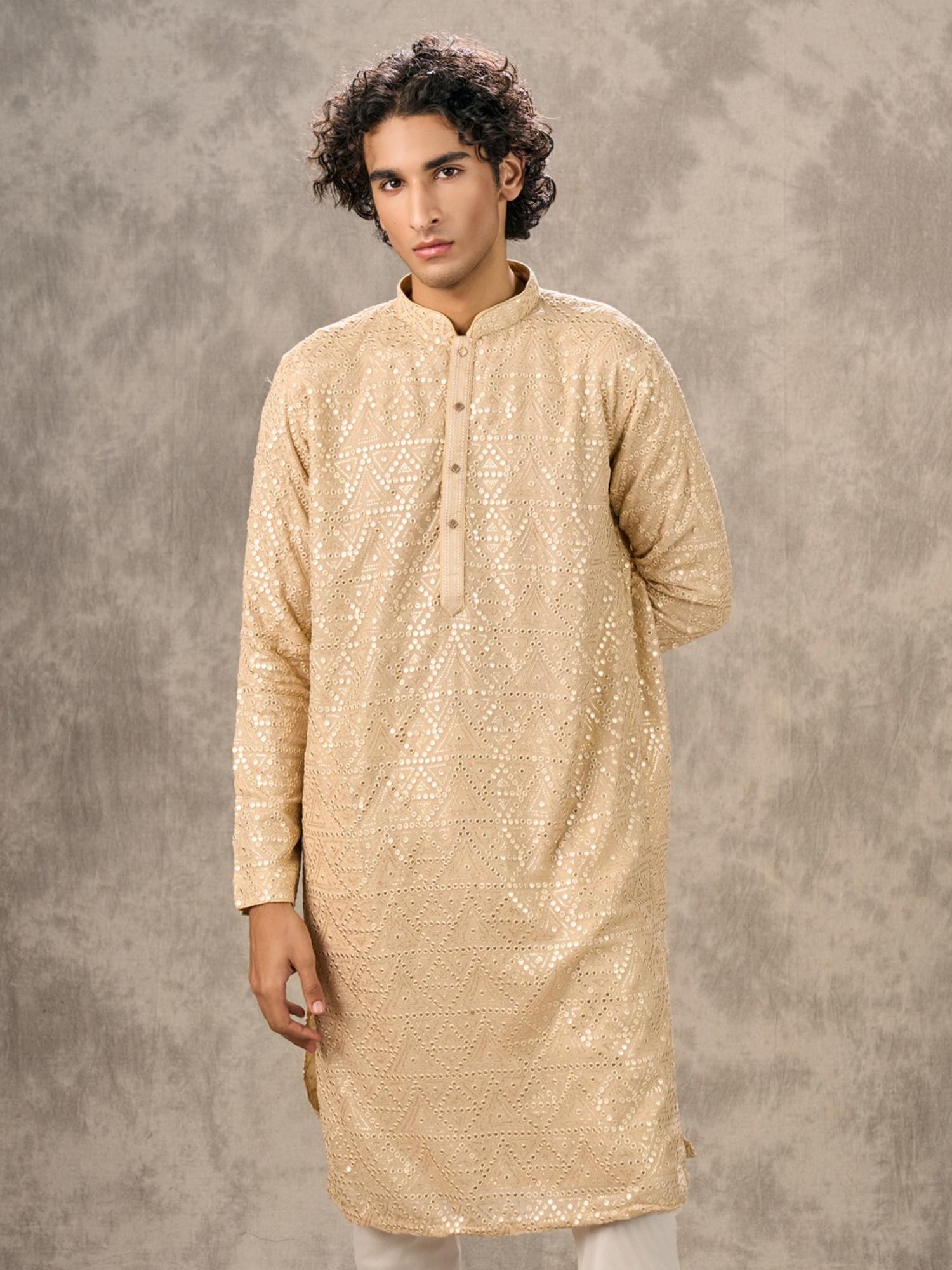 Regal Beige Georgette Kurta with Churidar