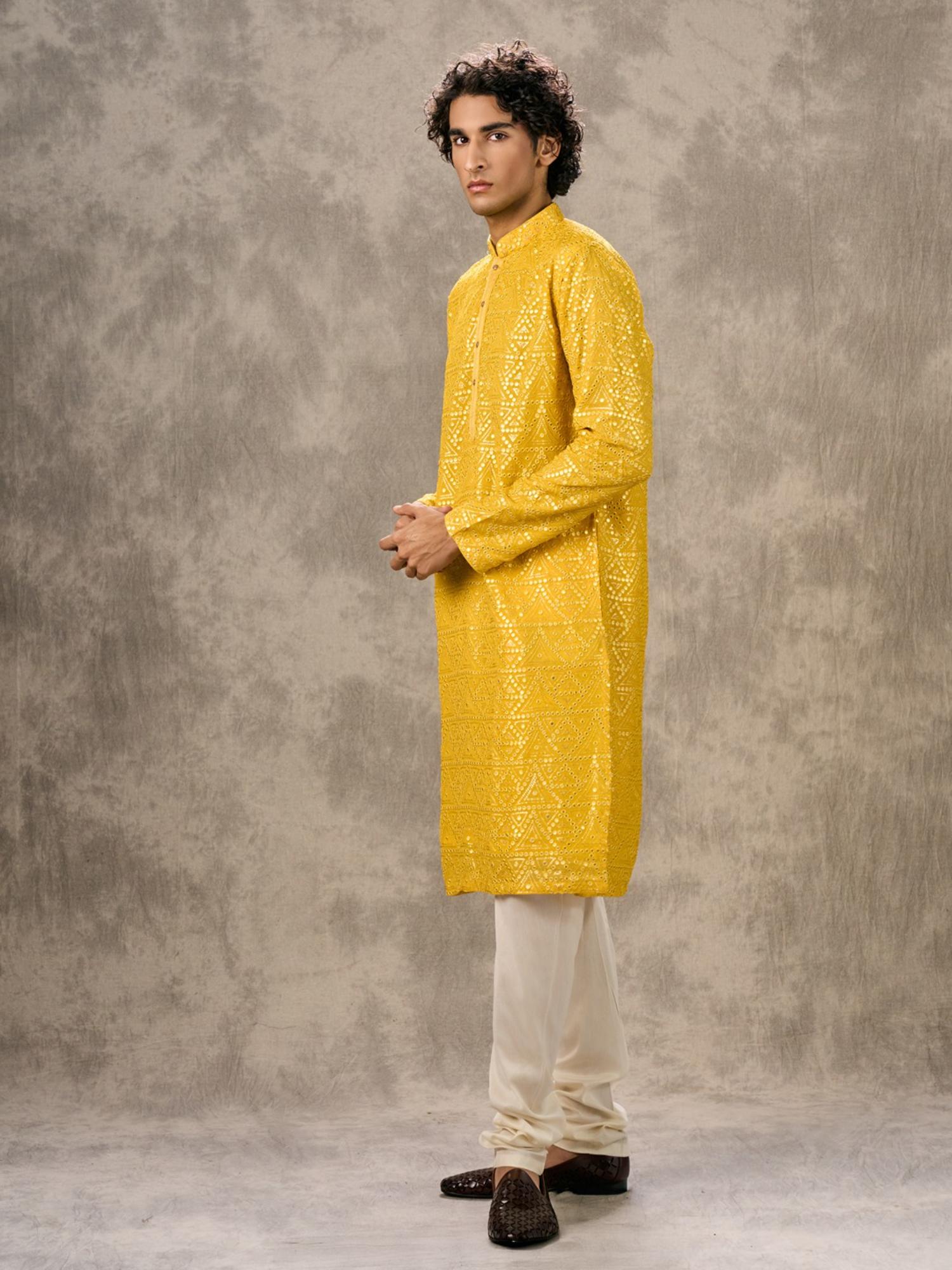 Sunlit Yellow Georgette Kurta with Churidar