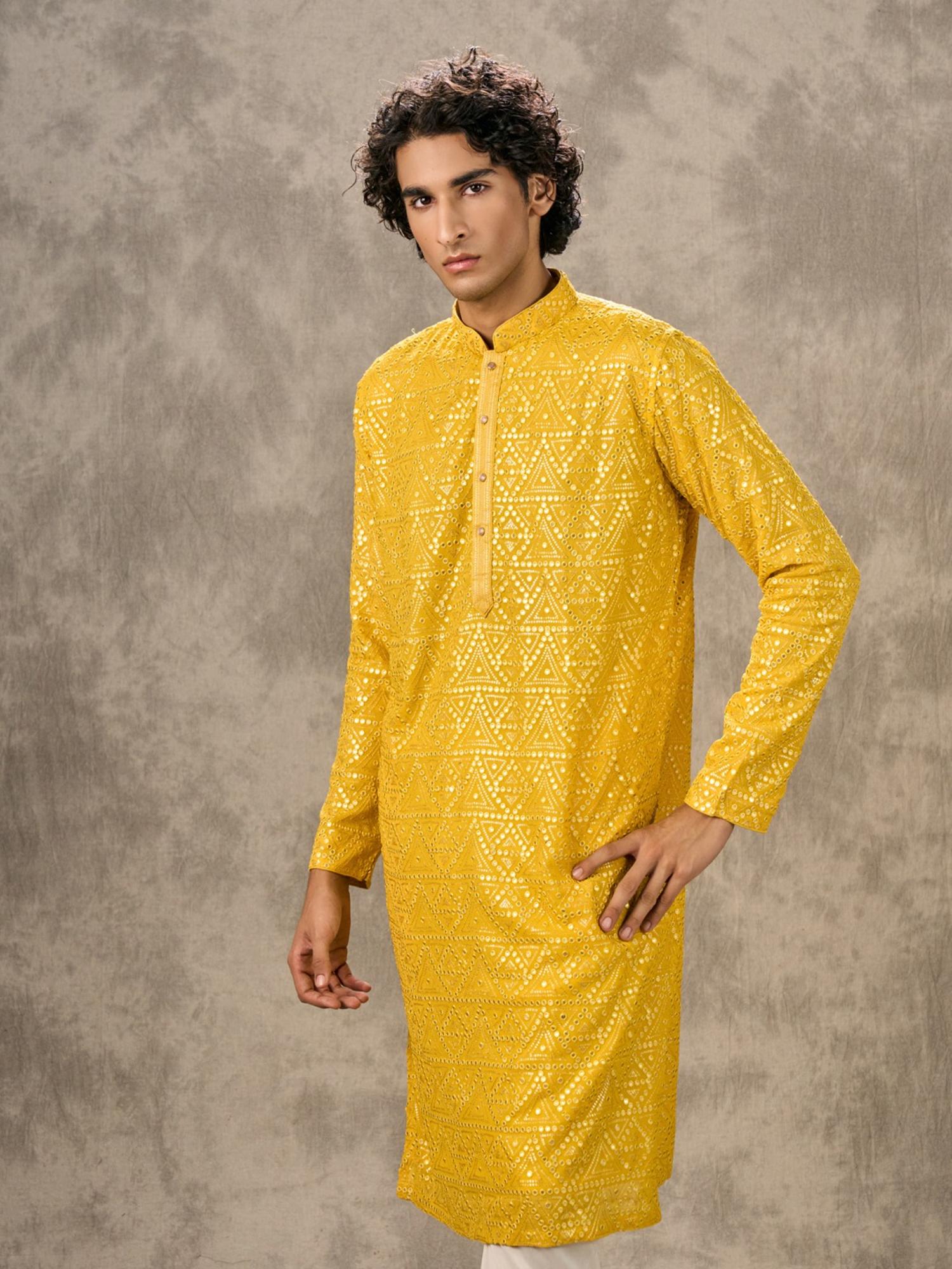 Sunlit Yellow Georgette Kurta with Churidar