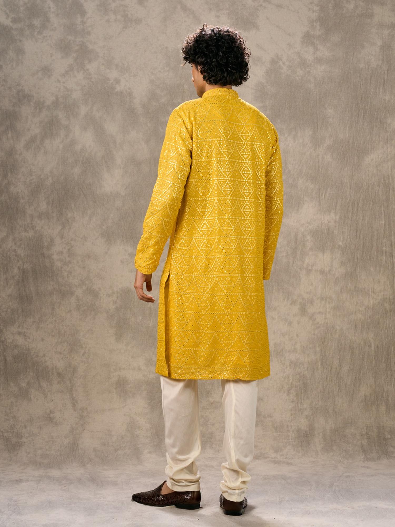 Sunlit Yellow Georgette Kurta with Churidar