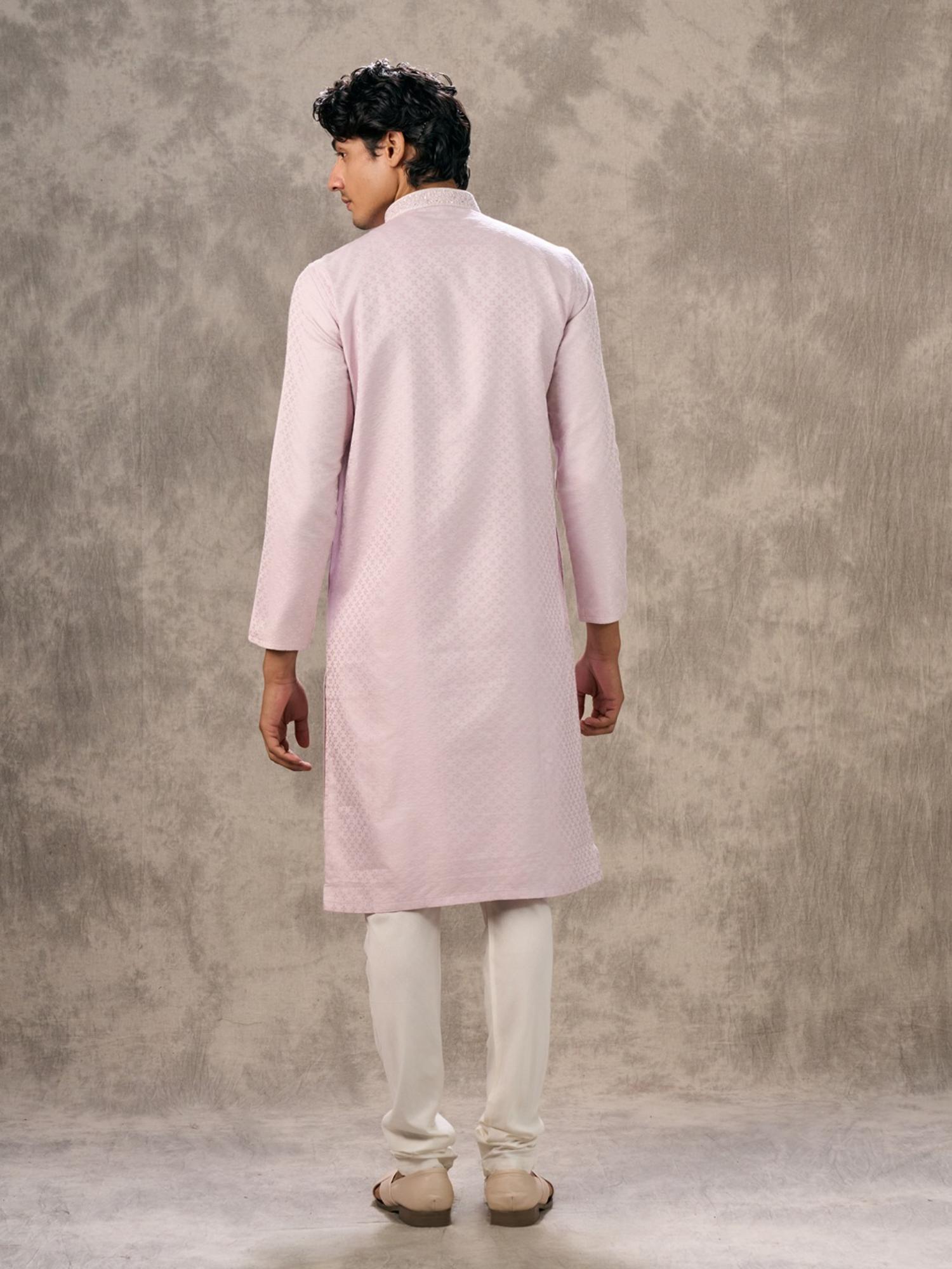 Pink Blended Viscose Kurta with Churidar