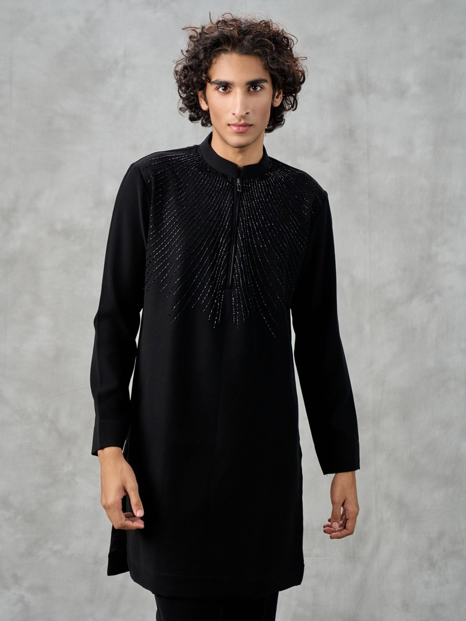 Black Embellished Elegance Kurta with Pant