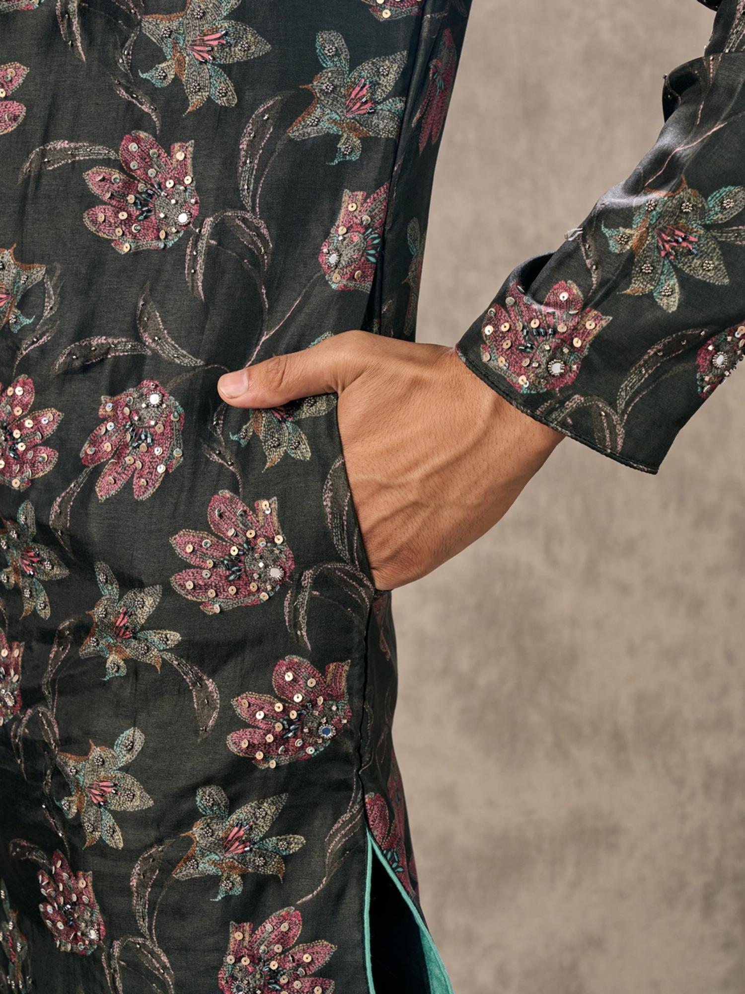 Elegant Dark Grey Kurta with Pant