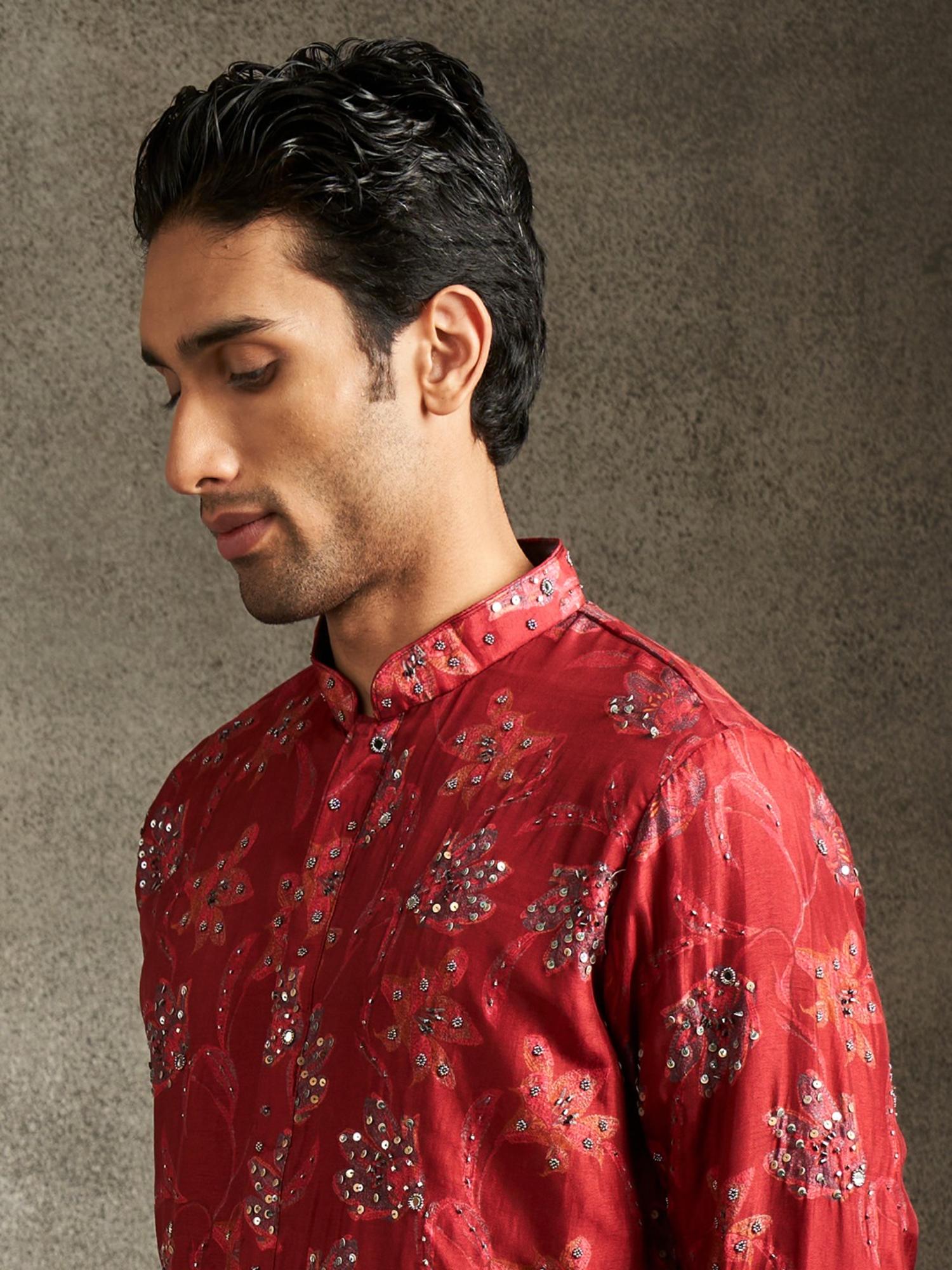 Mesmerizing Red Kurta and Pyjama