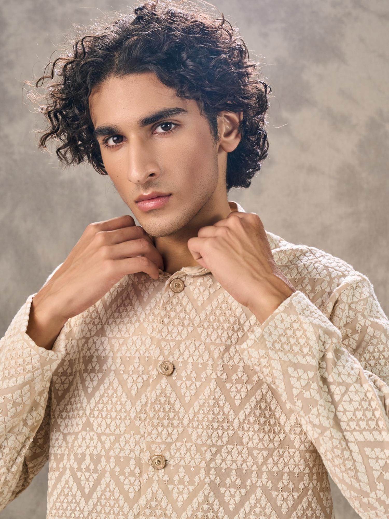 Beige Georgette Elegance Kurta with Pant