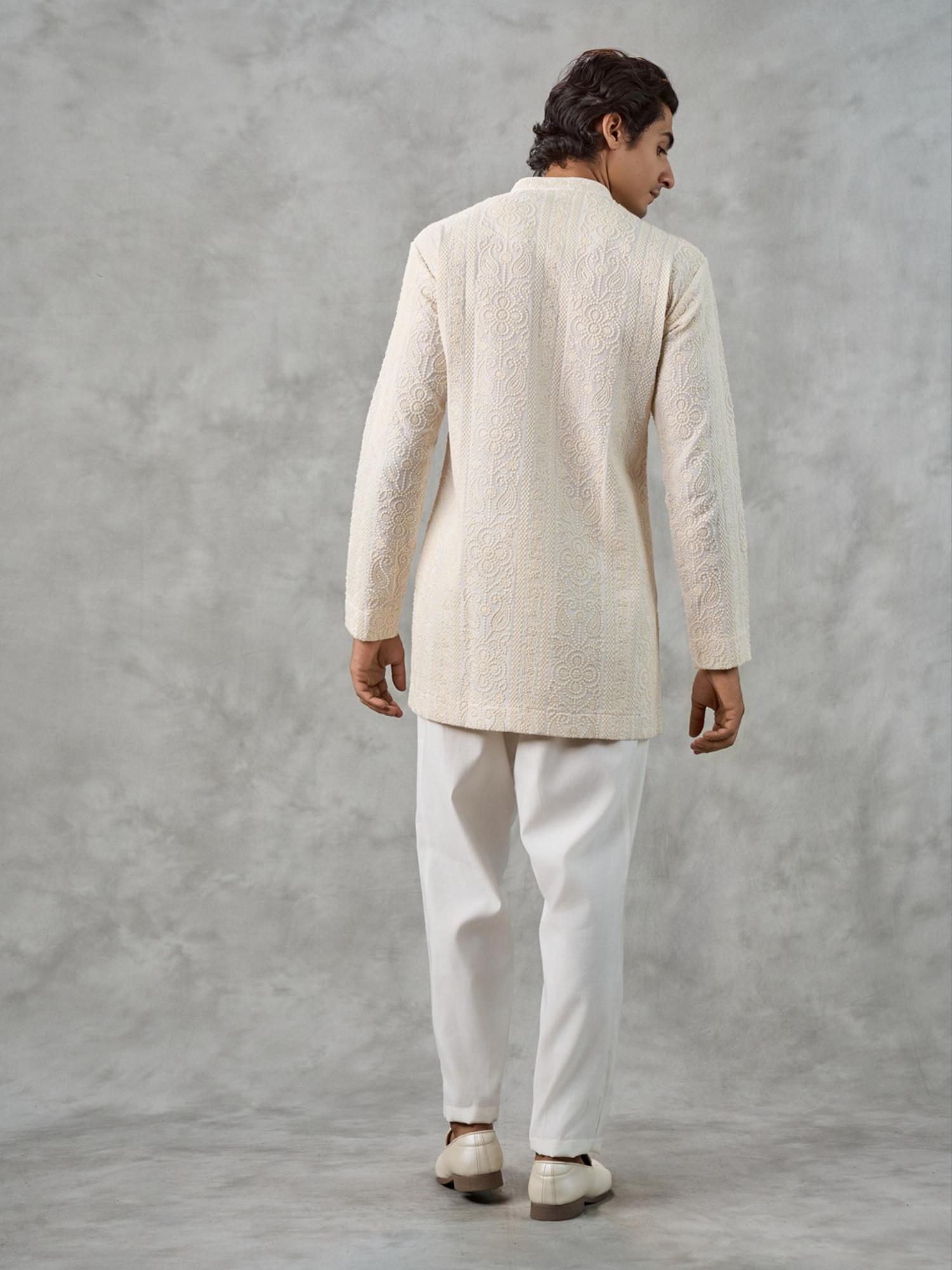 Georgette Cream Elegance Kurta with Pant