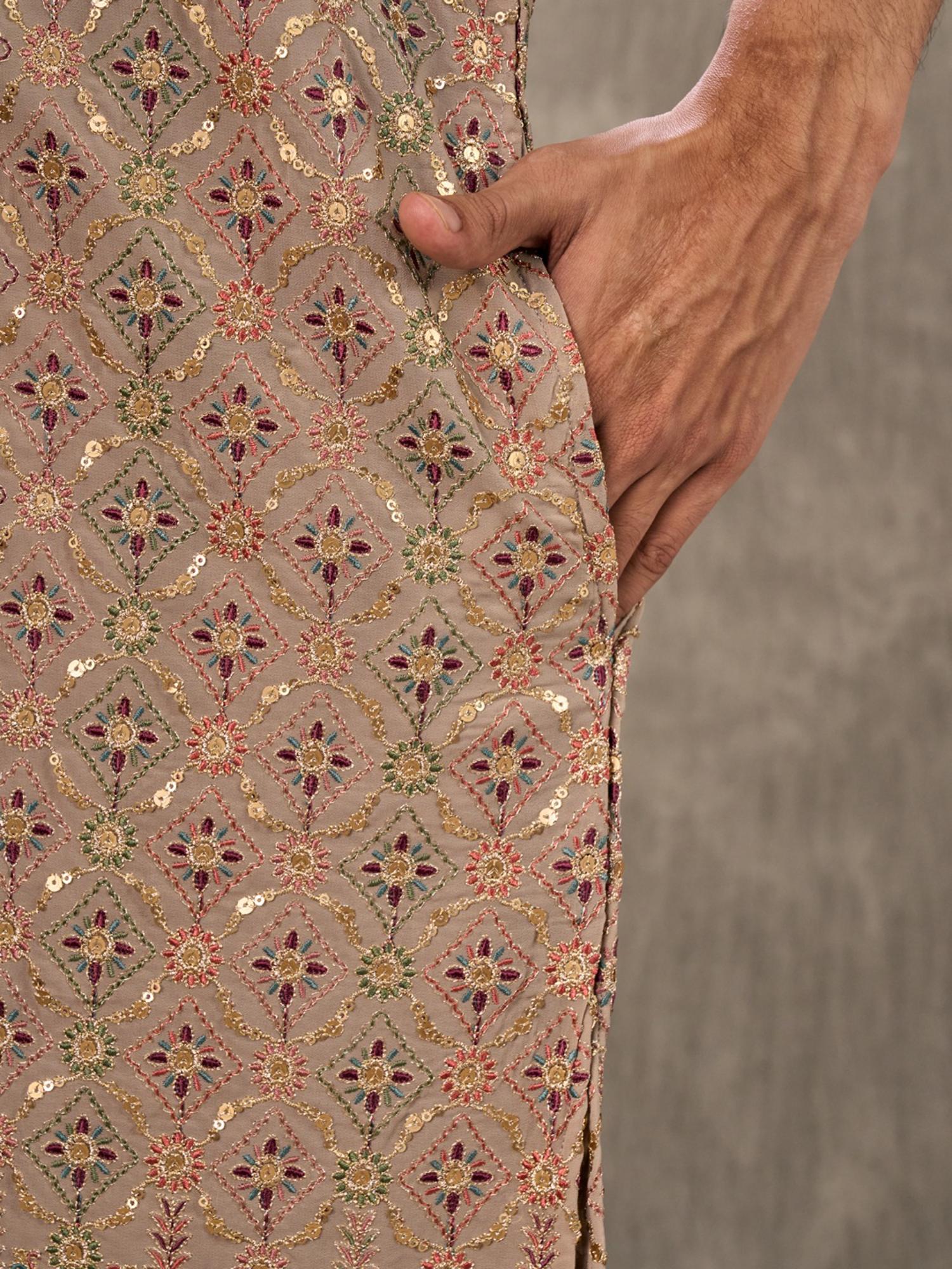 Fawn Georgette Kurta with Churidar