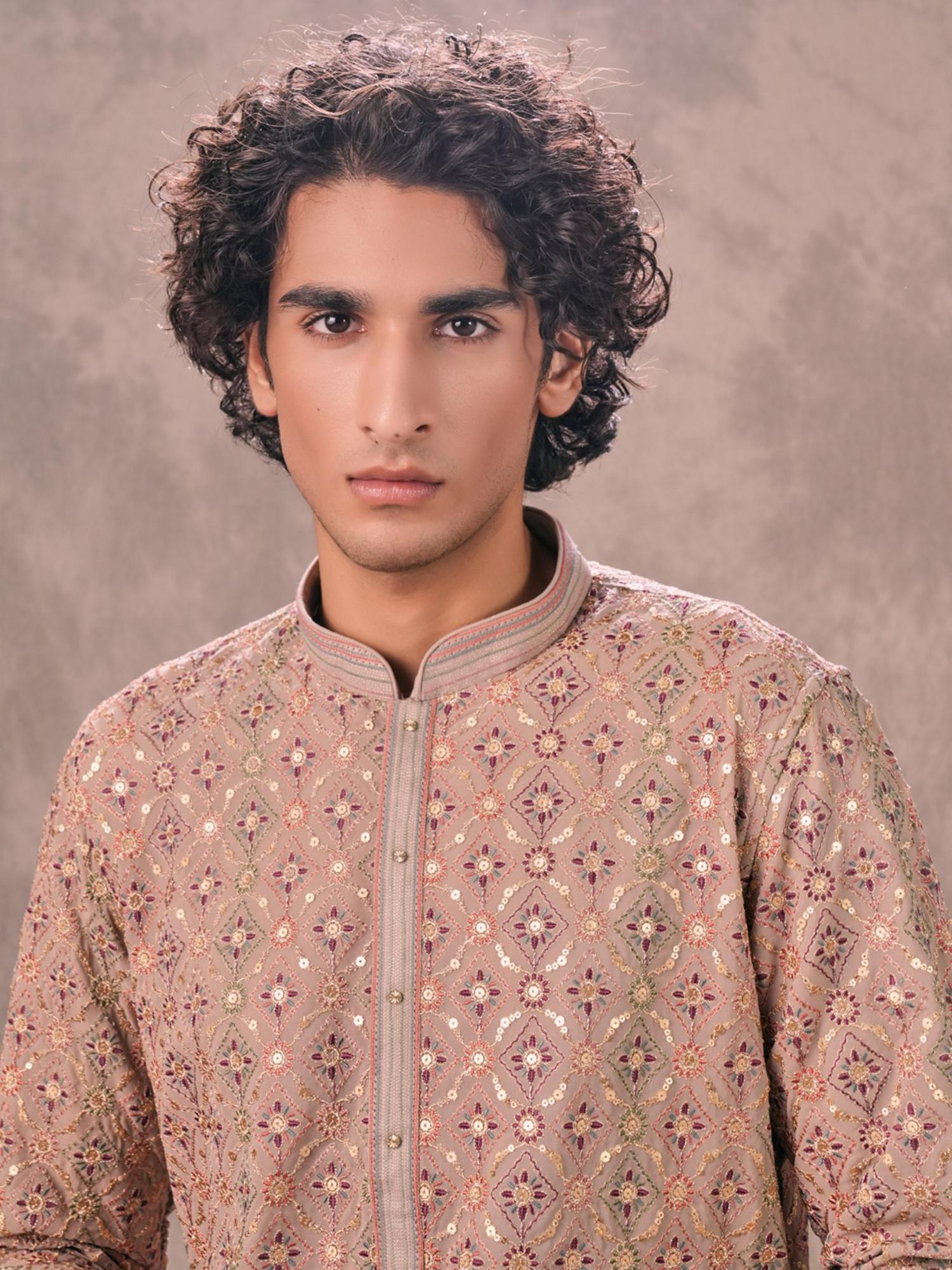 Fawn Georgette Kurta with Churidar