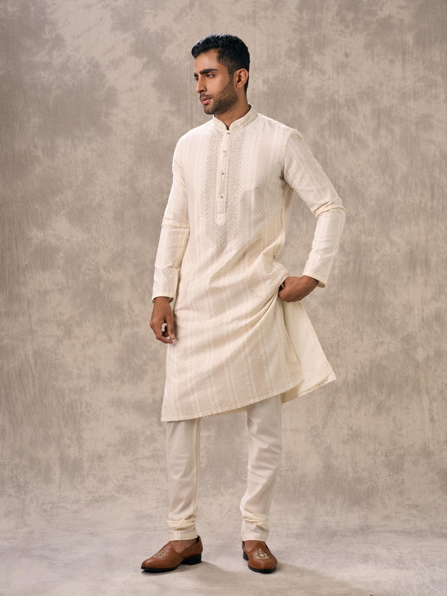 Elegant Cream Kurta with Churidar