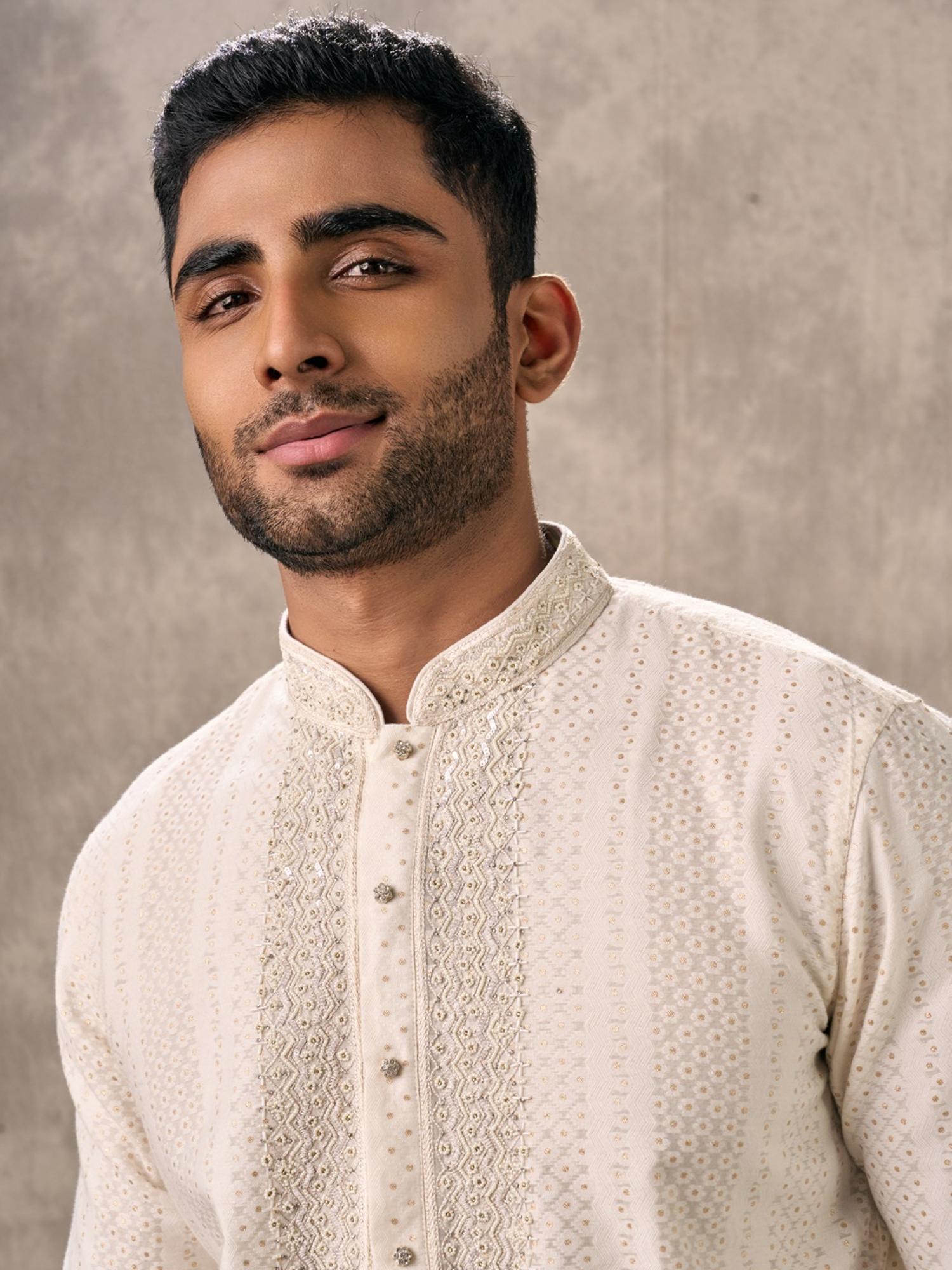 Elegant Cream Kurta with Churidar