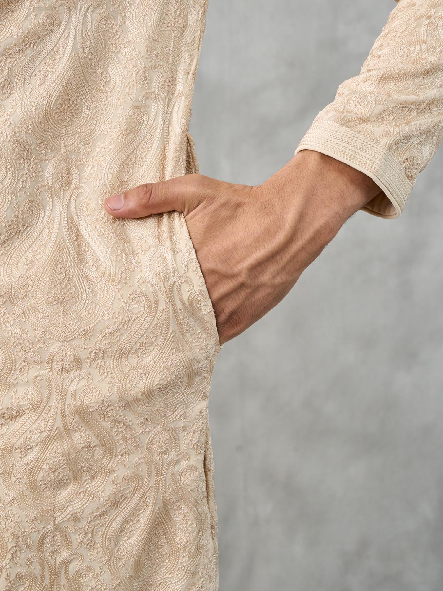 Beige Georgette Kurta with Churidar