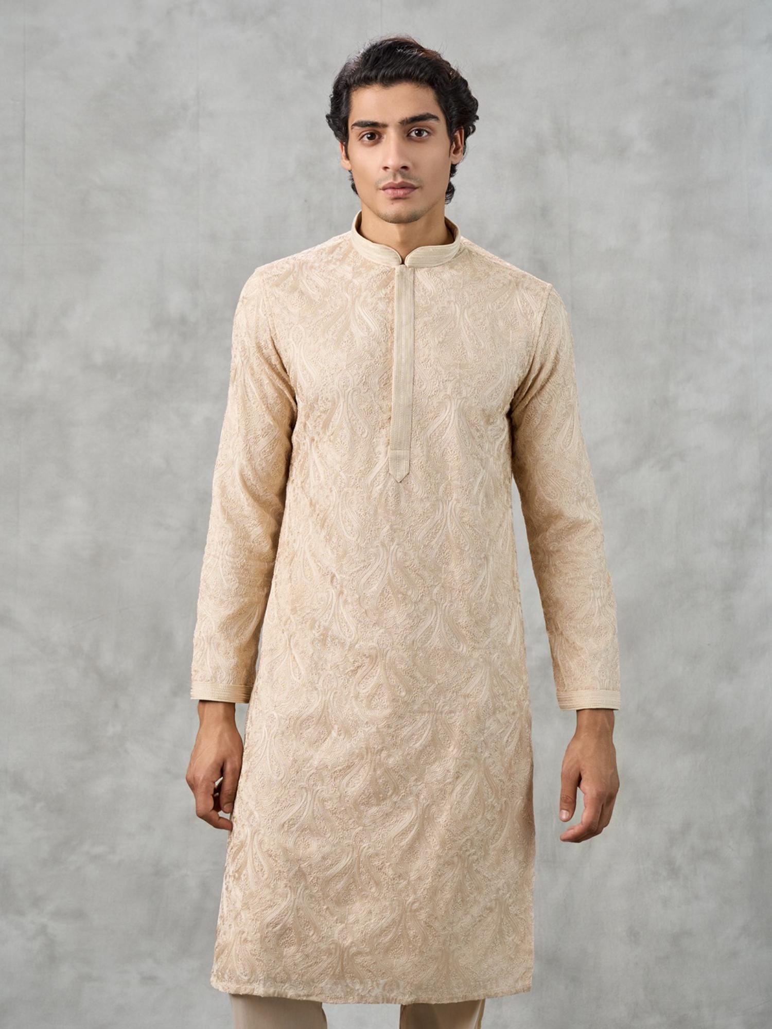 Beige Georgette Kurta with Churidar