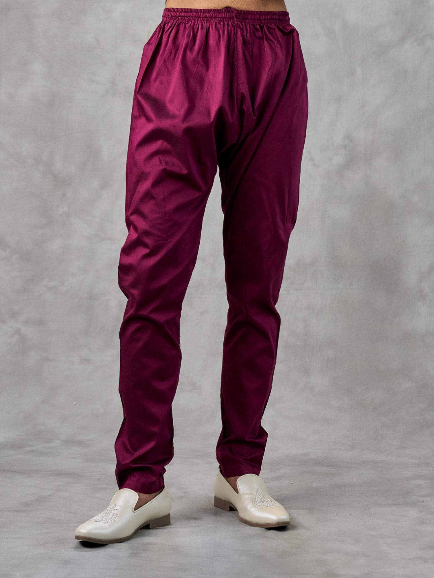 Lustrous Wine Kurta with Churidar