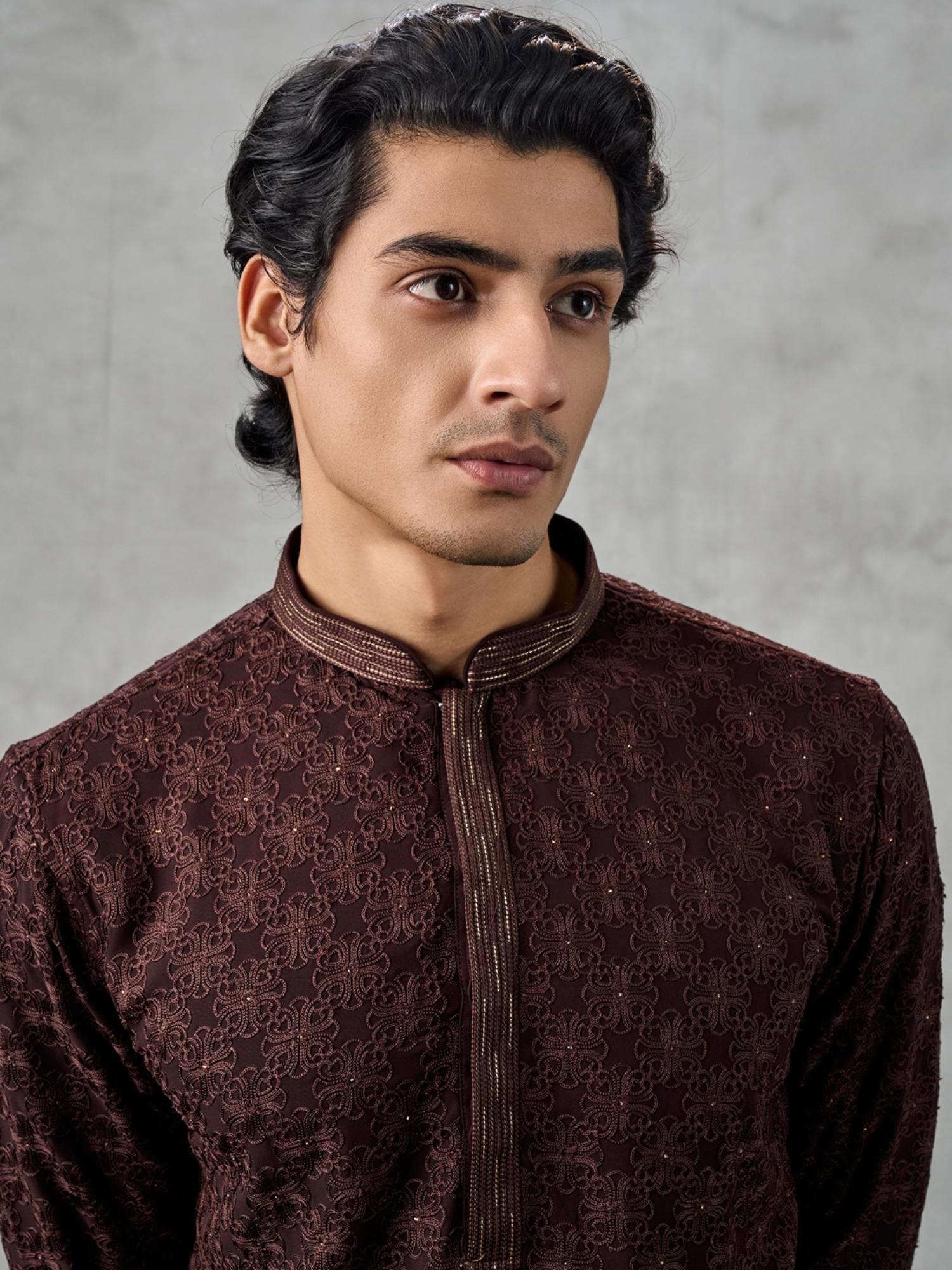 Elegant Brown Georgette Kurta with Churidar