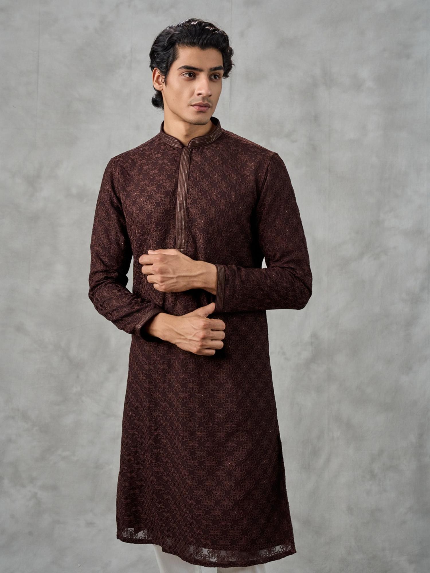 Elegant Brown Georgette Kurta with Churidar