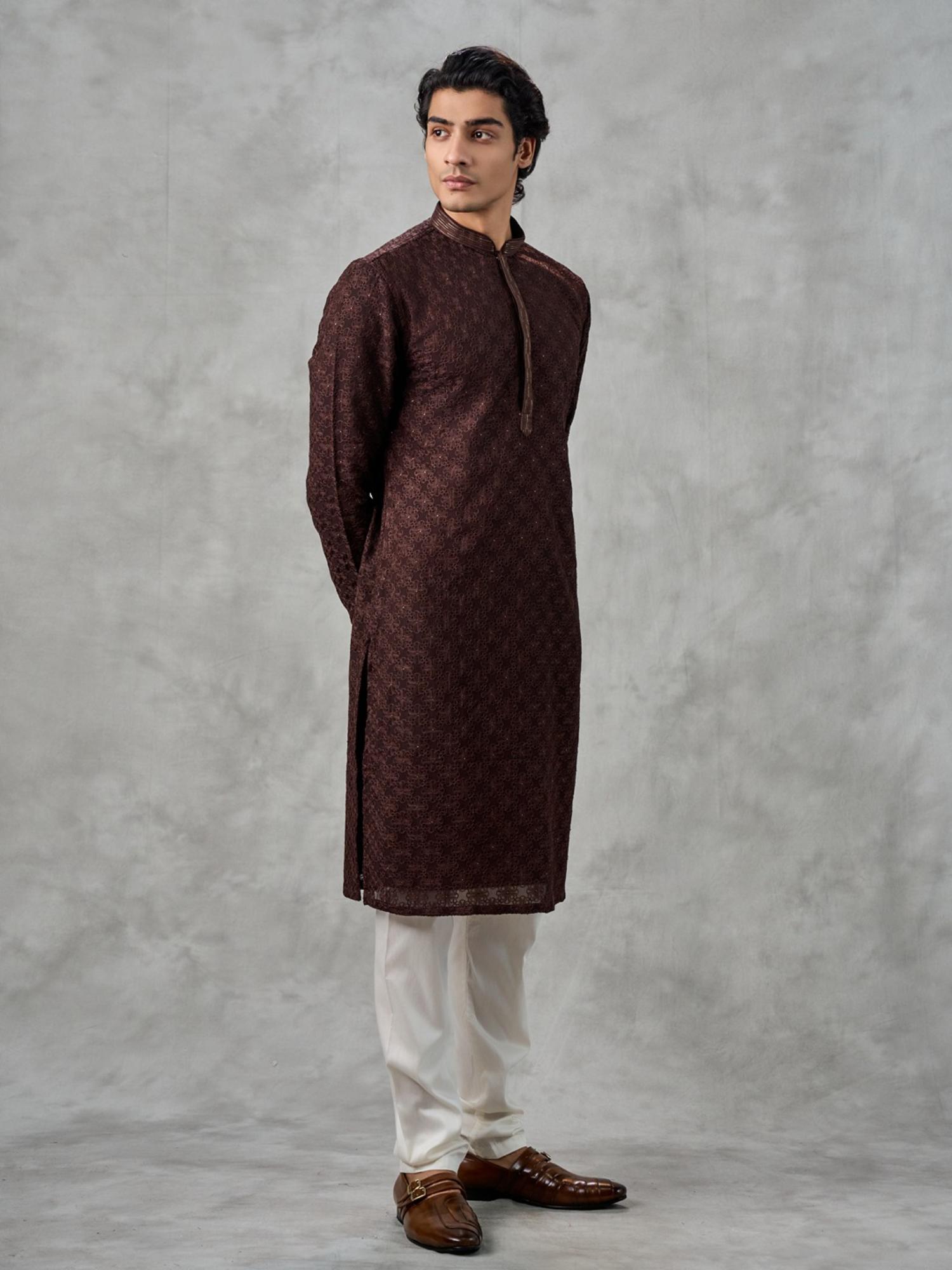 Elegant Brown Georgette Kurta with Churidar