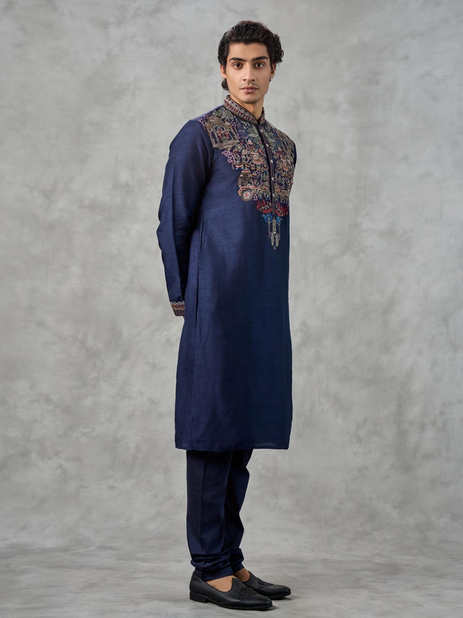 Navy Blue Artistry Kurta with Churidar