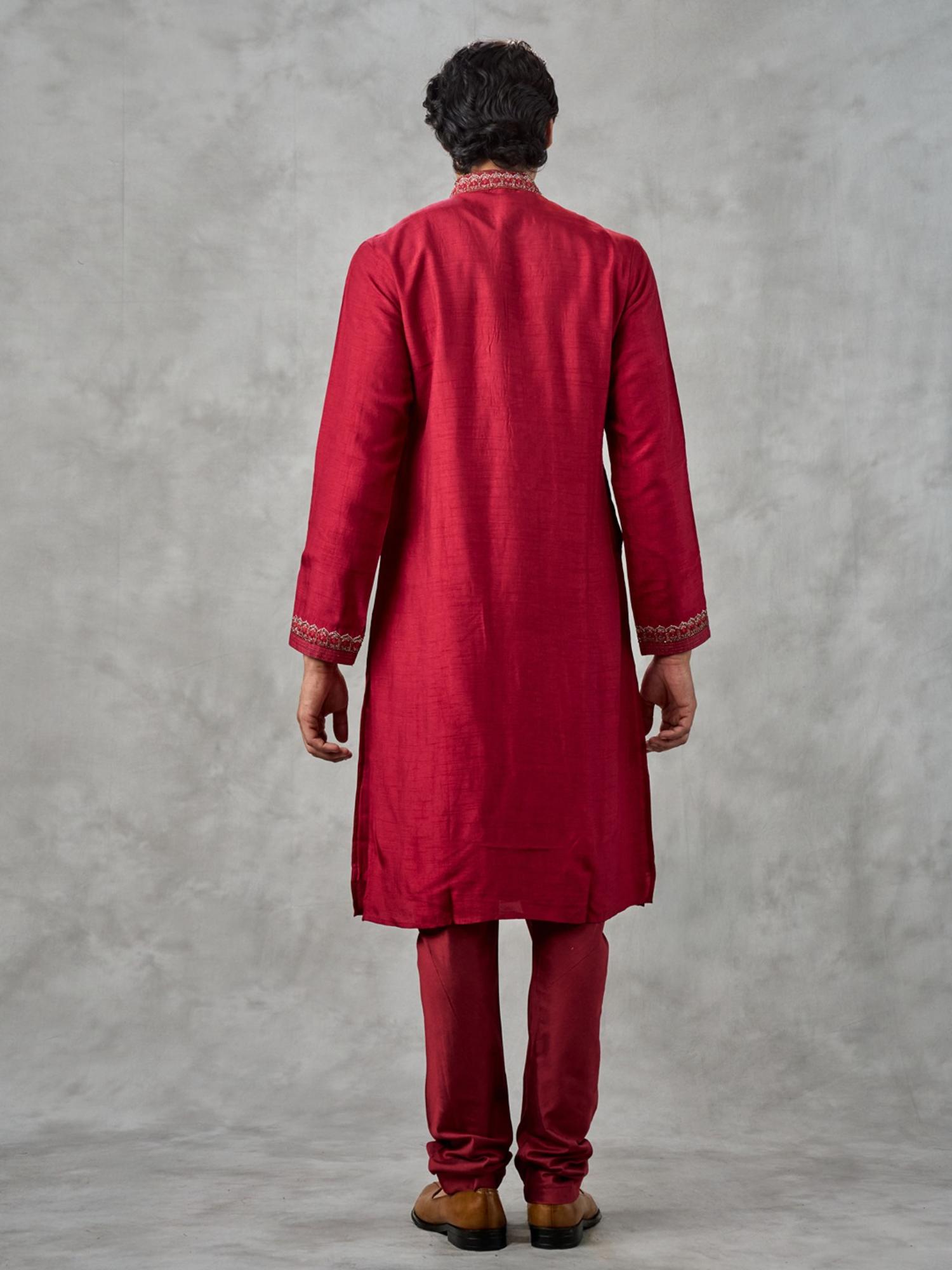 Red Vineyard Elegance Kurta with Churidar