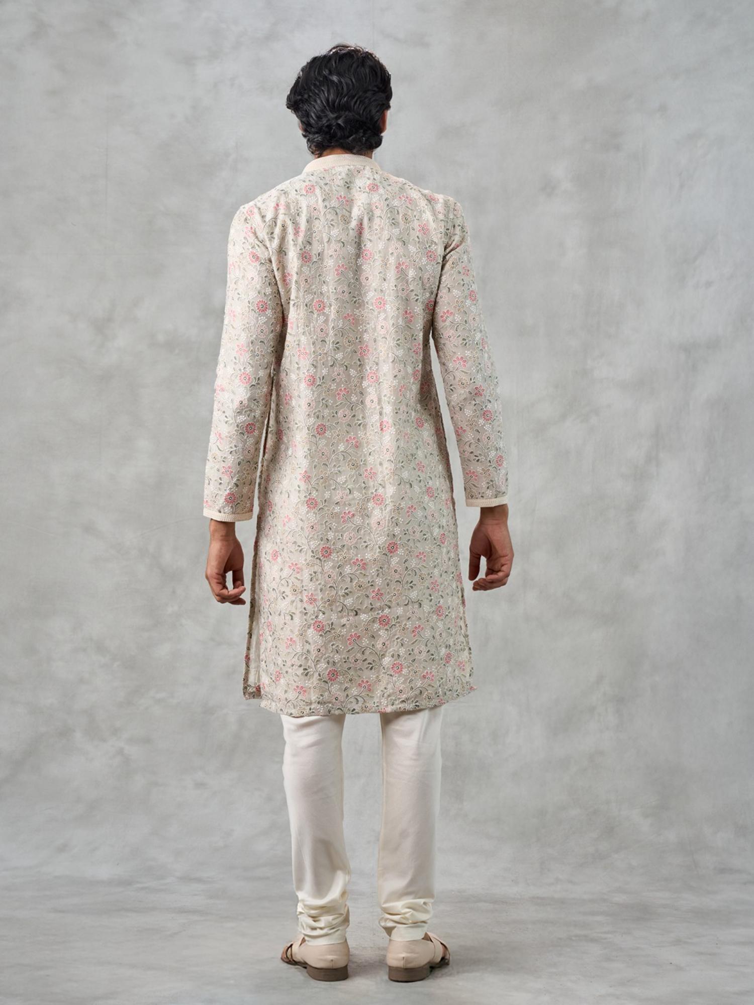 Dapper Cream Cotton Kurta with Churidar