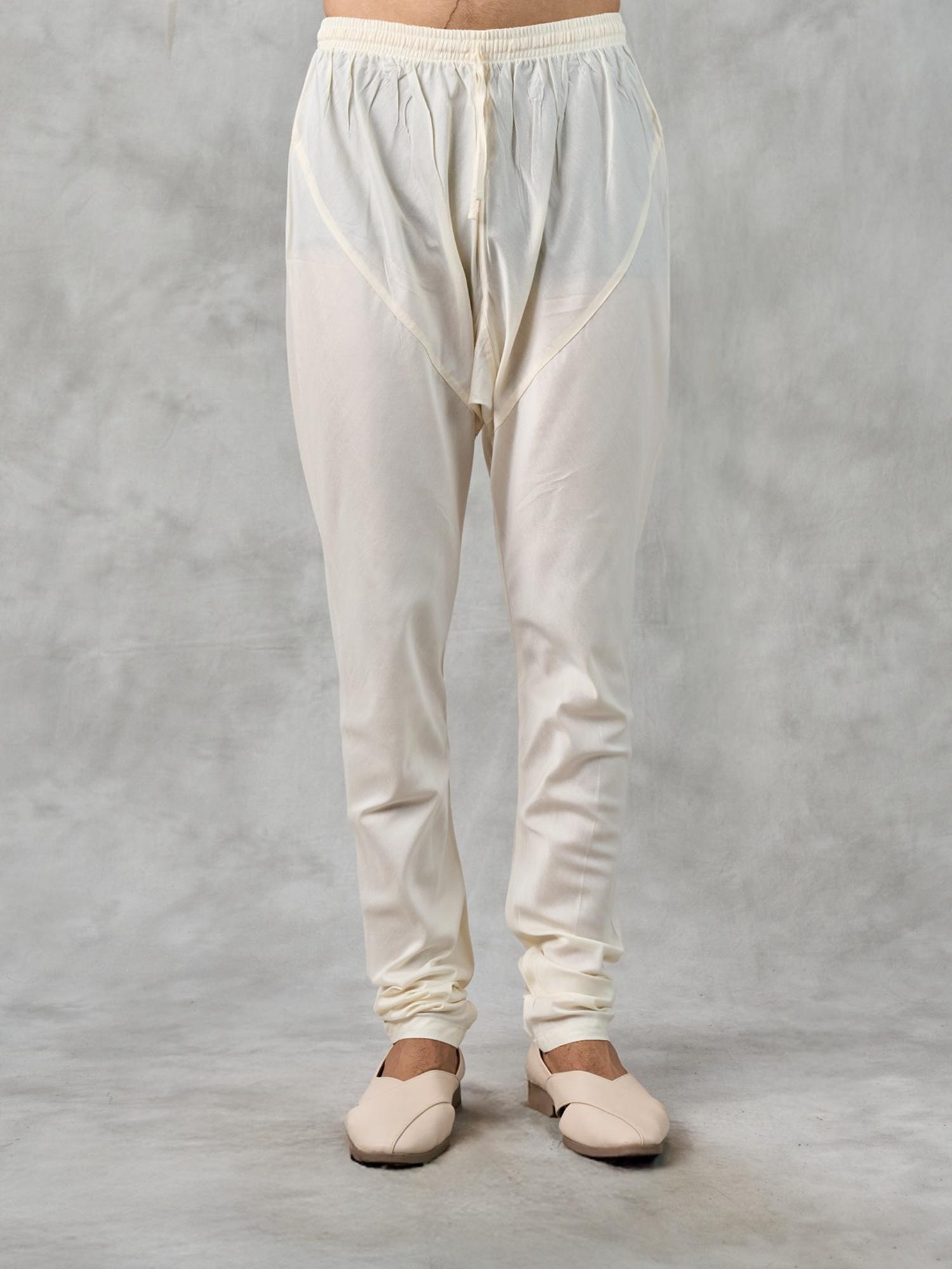 Dapper Cream Cotton Kurta with Churidar