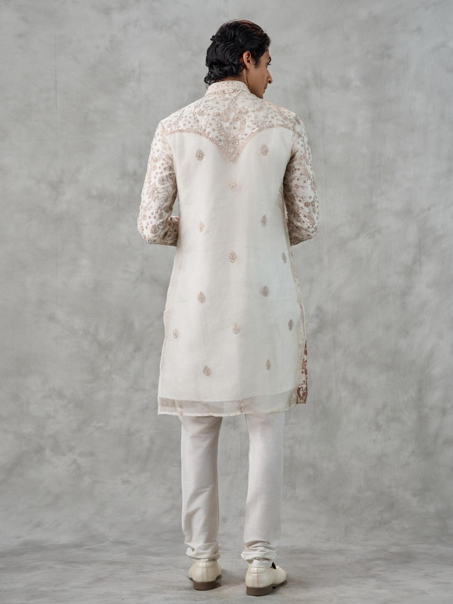 Off White Organza Elegance Kurta with Churidar