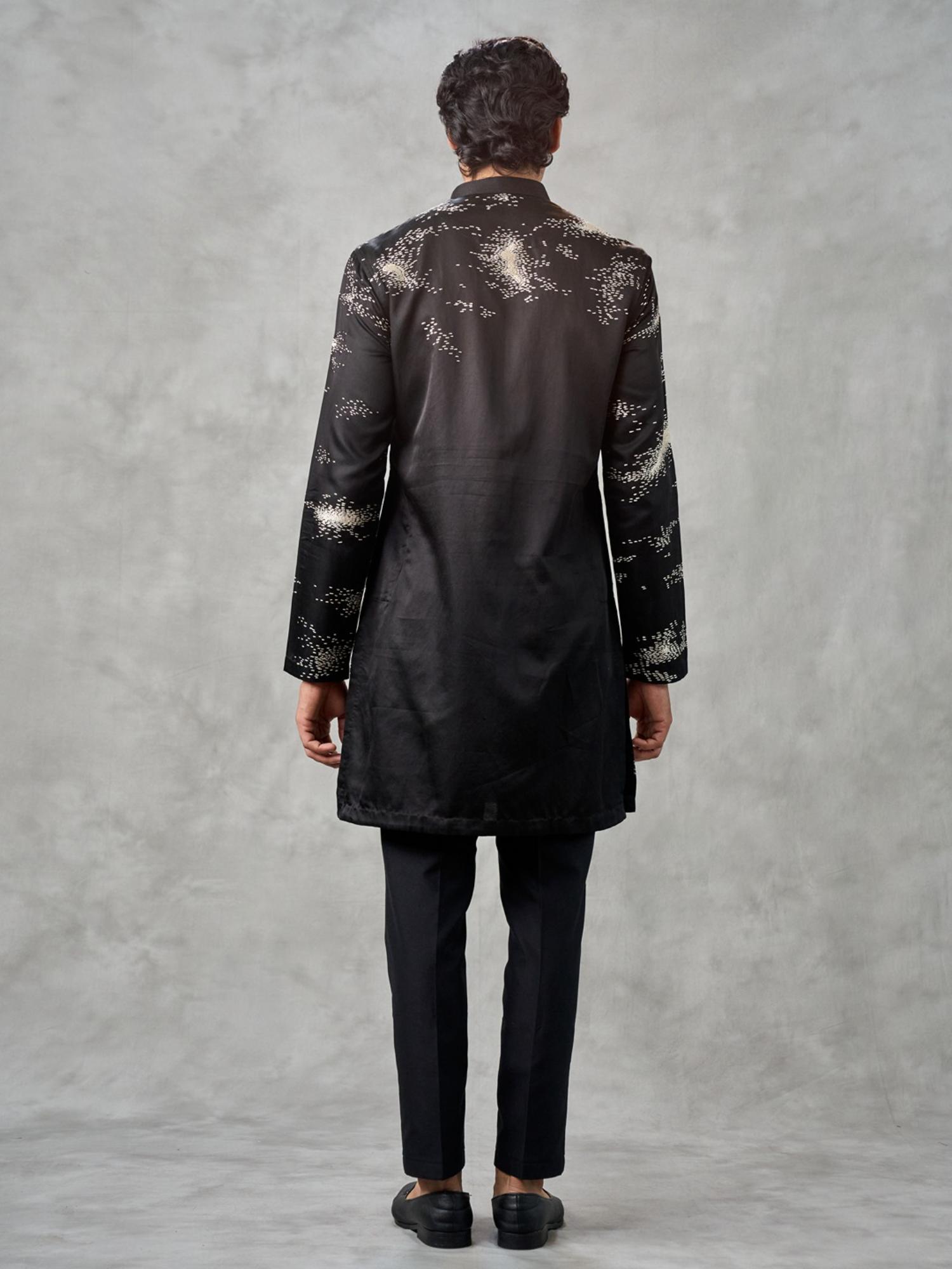 Elegant Black Satin Kurta with Pant