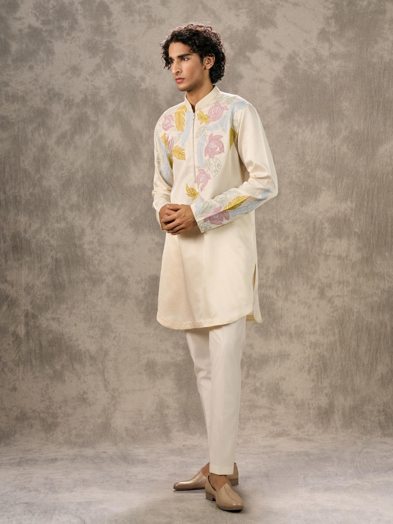Cream Radiance Satin Kurta with Pant