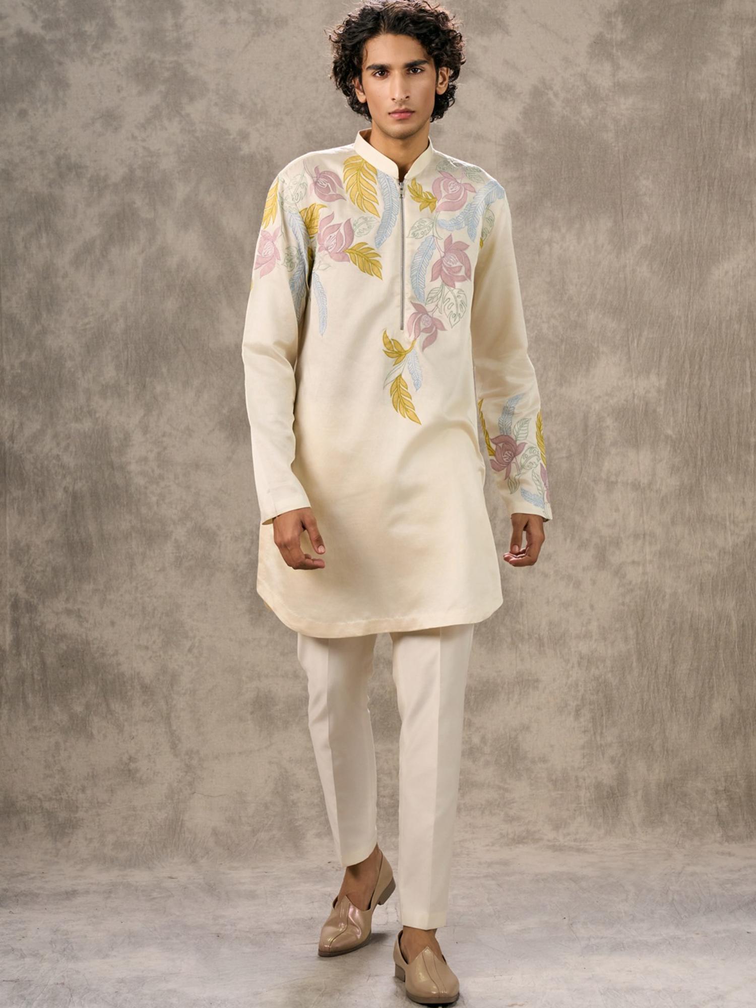 Cream Radiance Satin Kurta with Pant