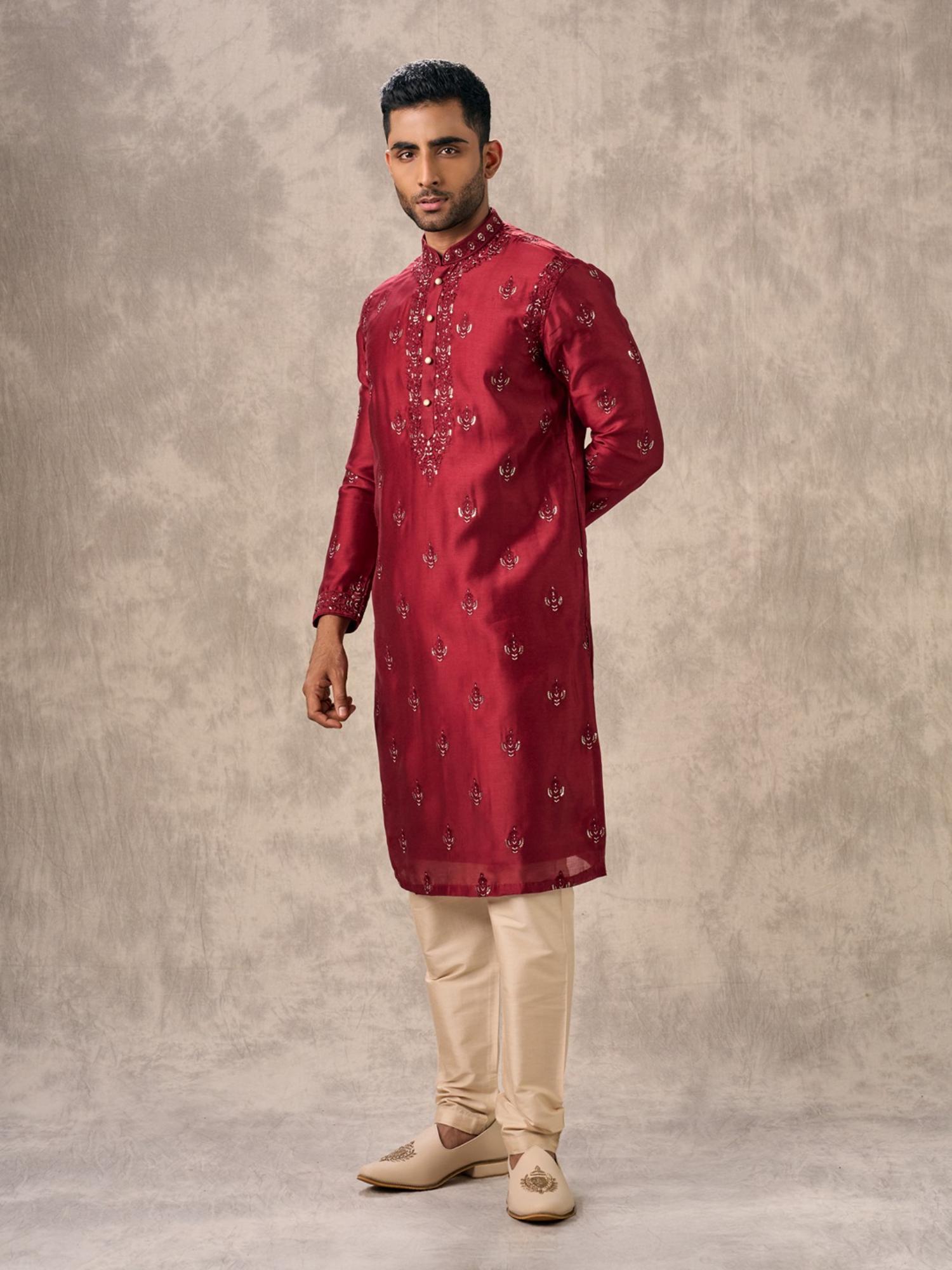 Regal Red Opulence Kurta and Pyjama