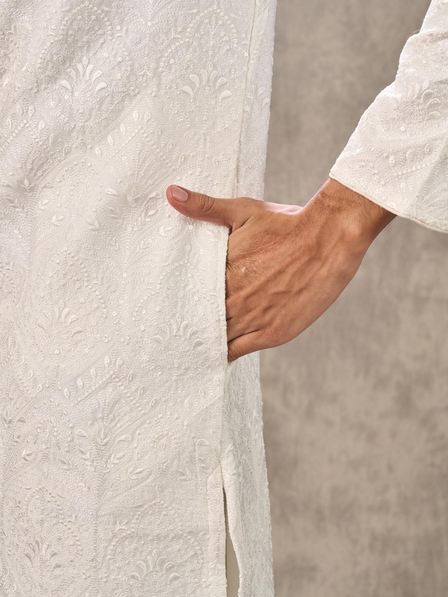 Warm White Harmony Kurta with Pyjama