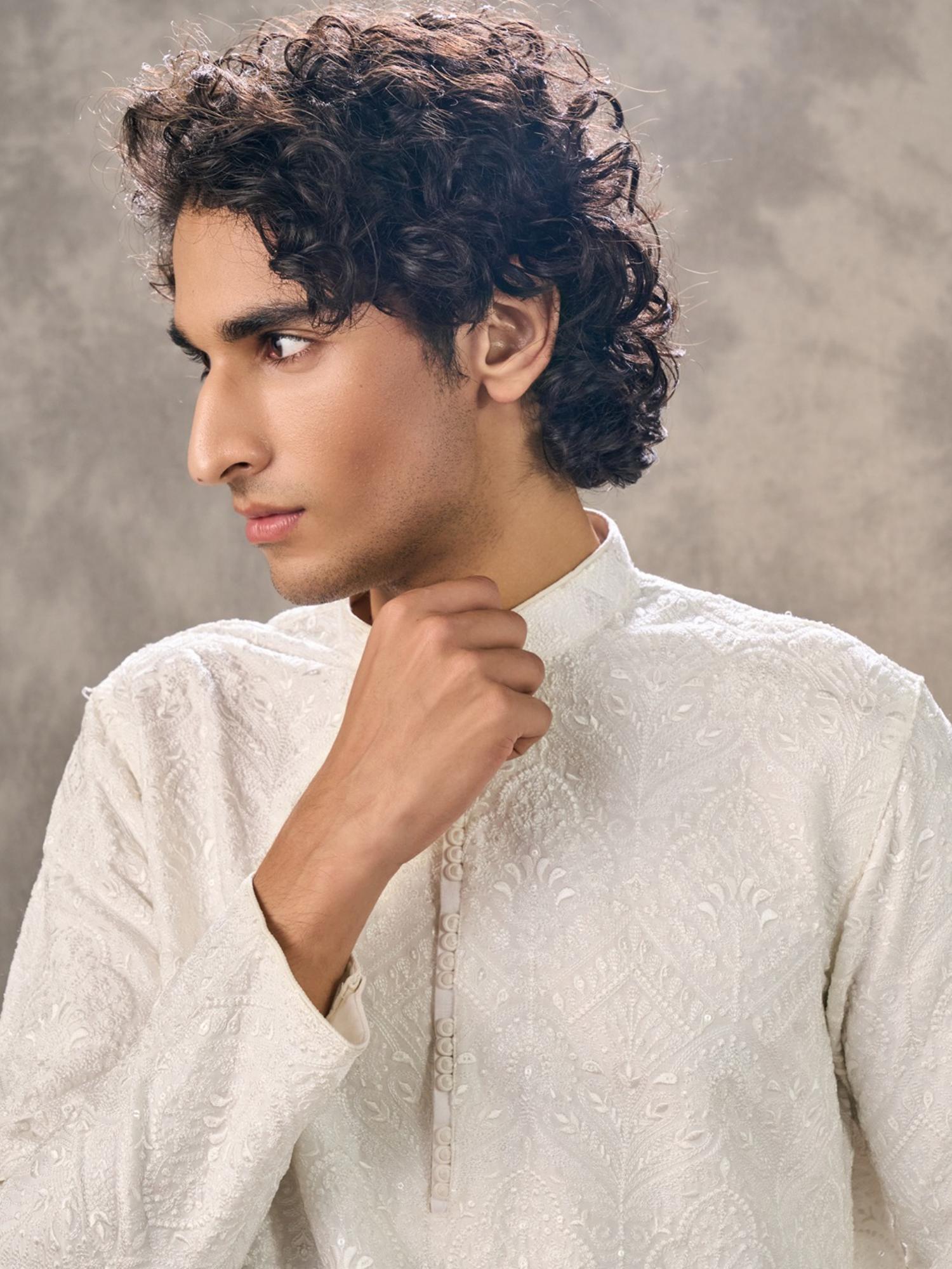 Warm White Harmony Kurta with Pyjama