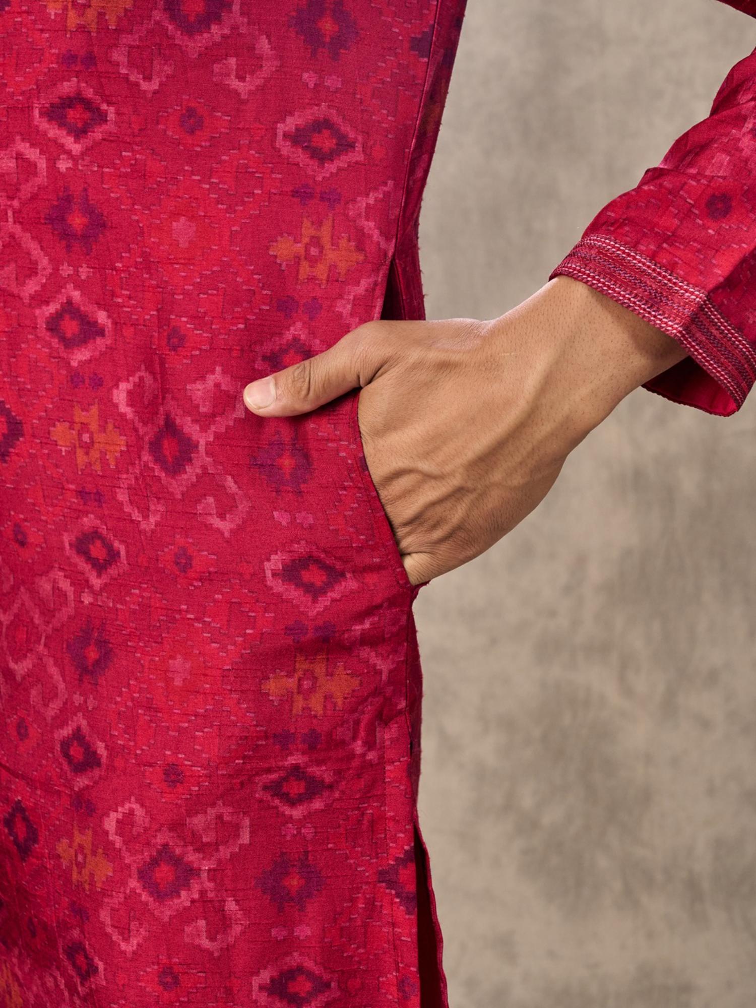 Rani Pink Printed Kurta with Pant