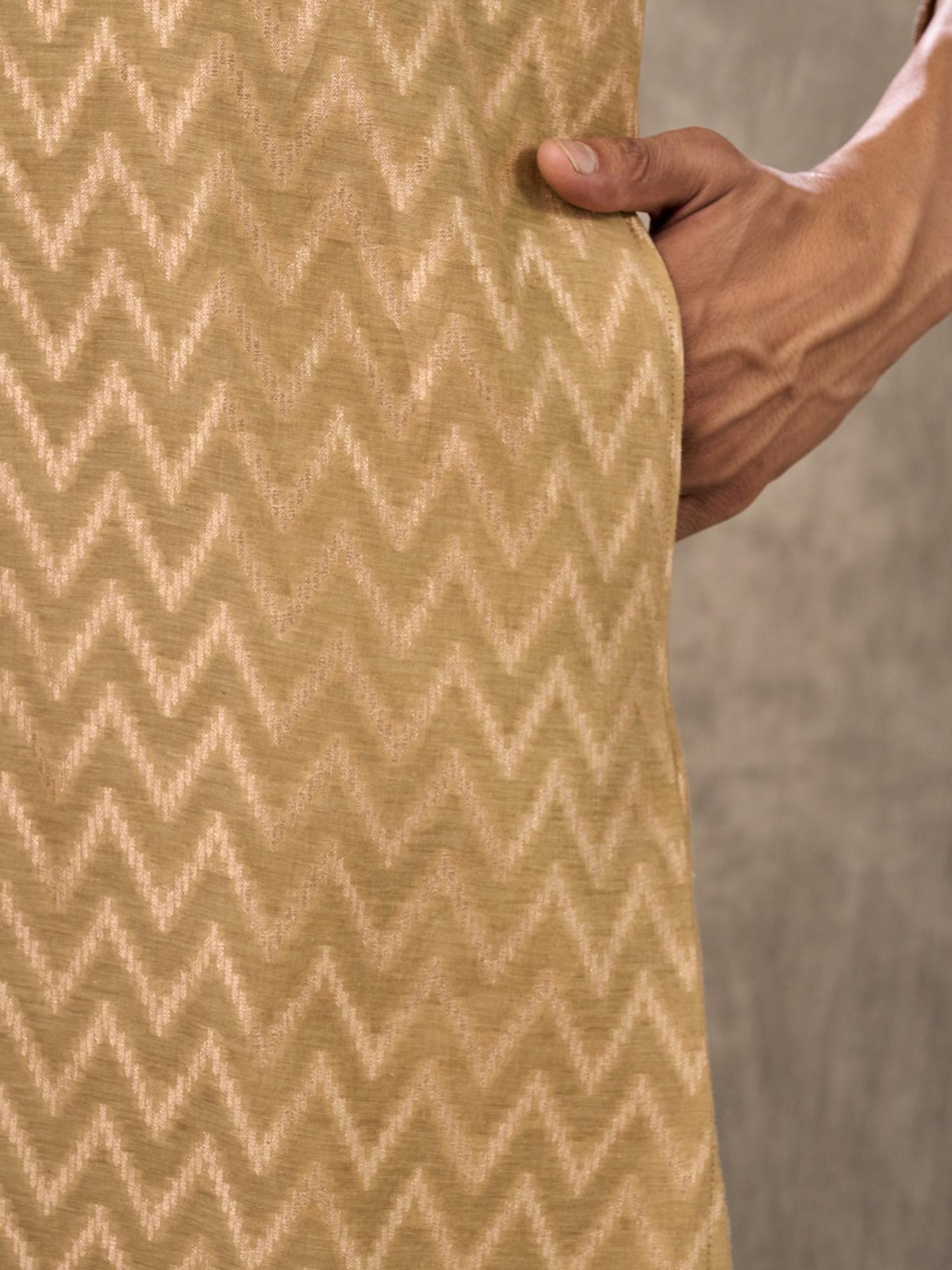 Beige Chanderi Splendored Kurta with Pyjama