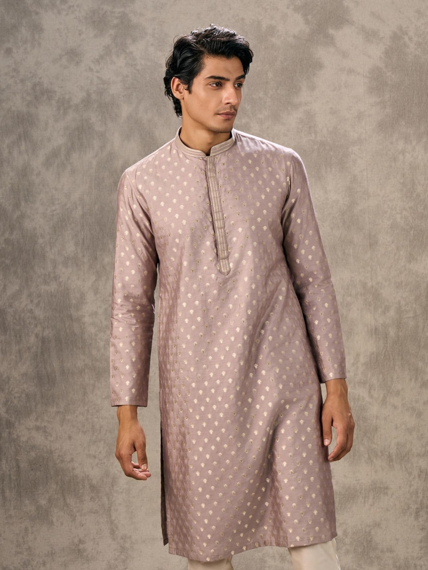 Purple Woven Elegance Kurta with Pyjama