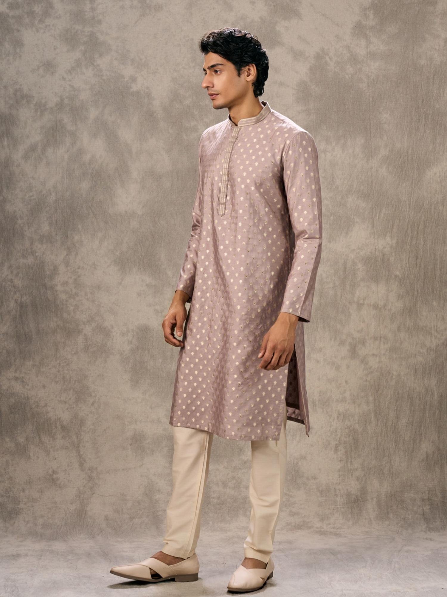Purple Woven Elegance Kurta with Pyjama