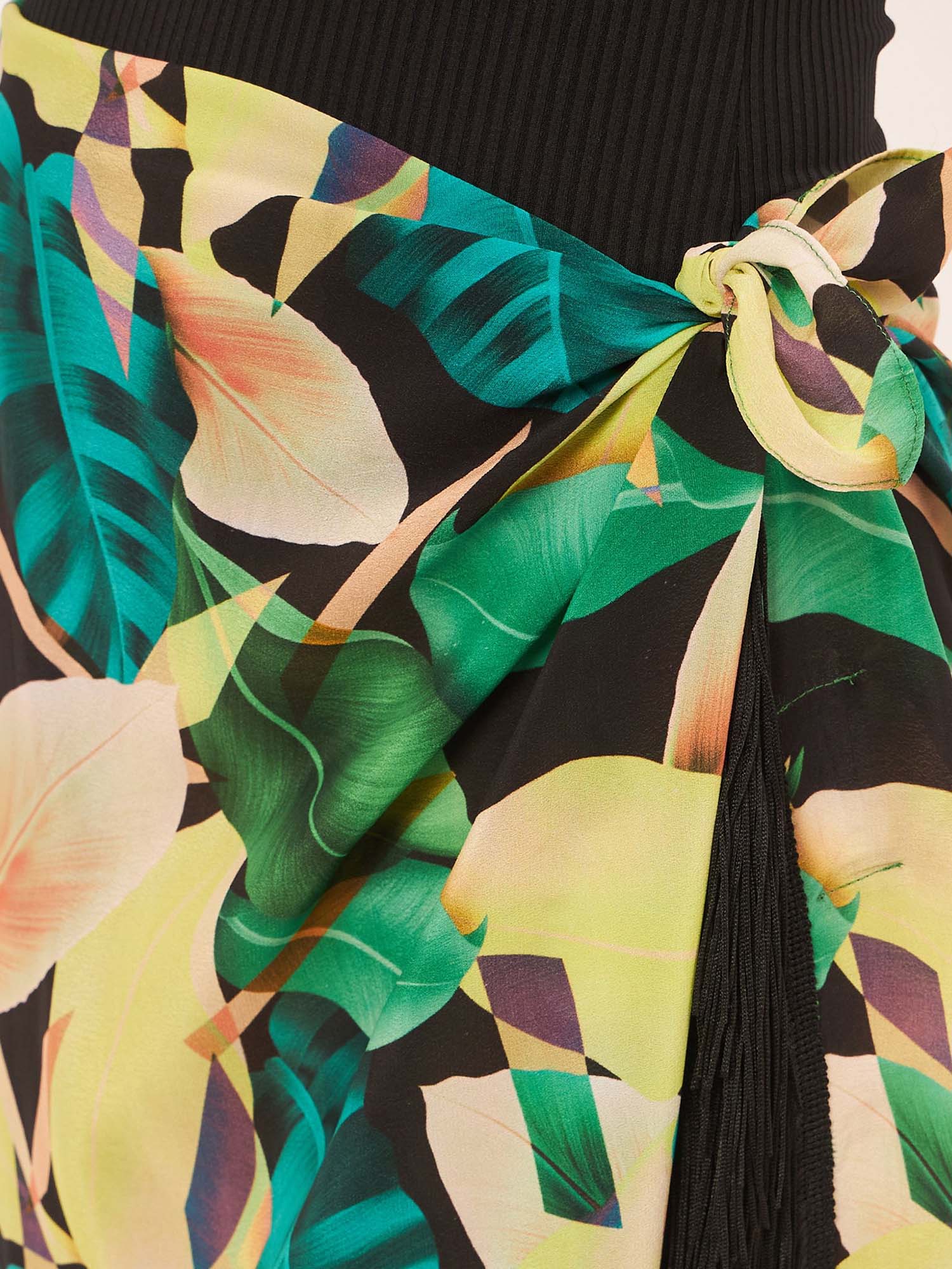Women Green Floral Print Midi Skirt