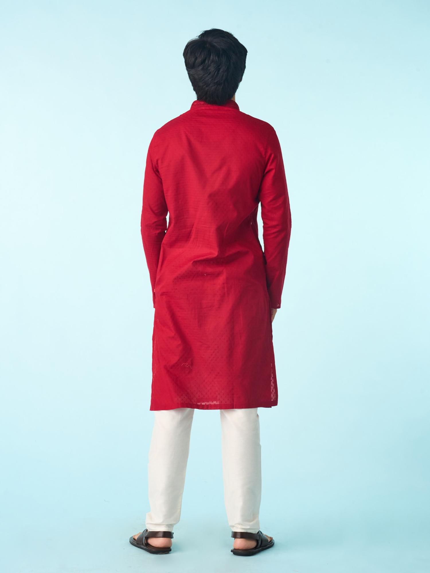 Regal Red Cotton Kurta