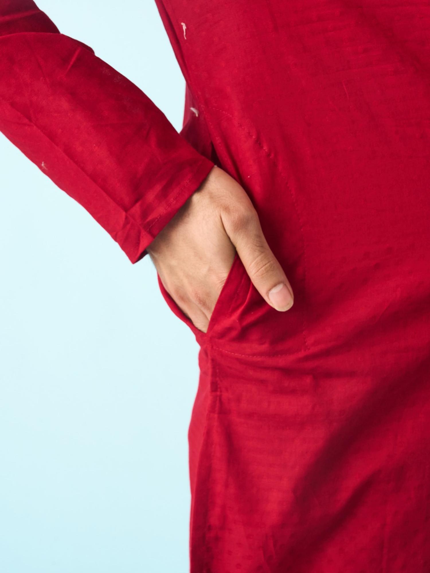Regal Red Cotton Kurta