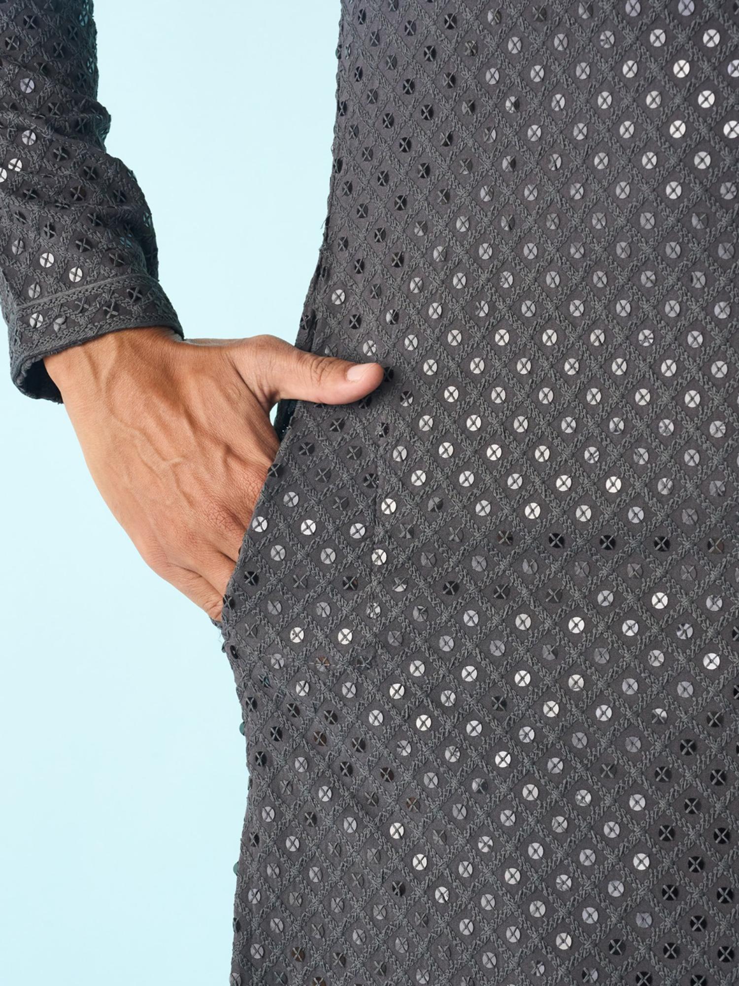 Dark Grey Splendored Kurta