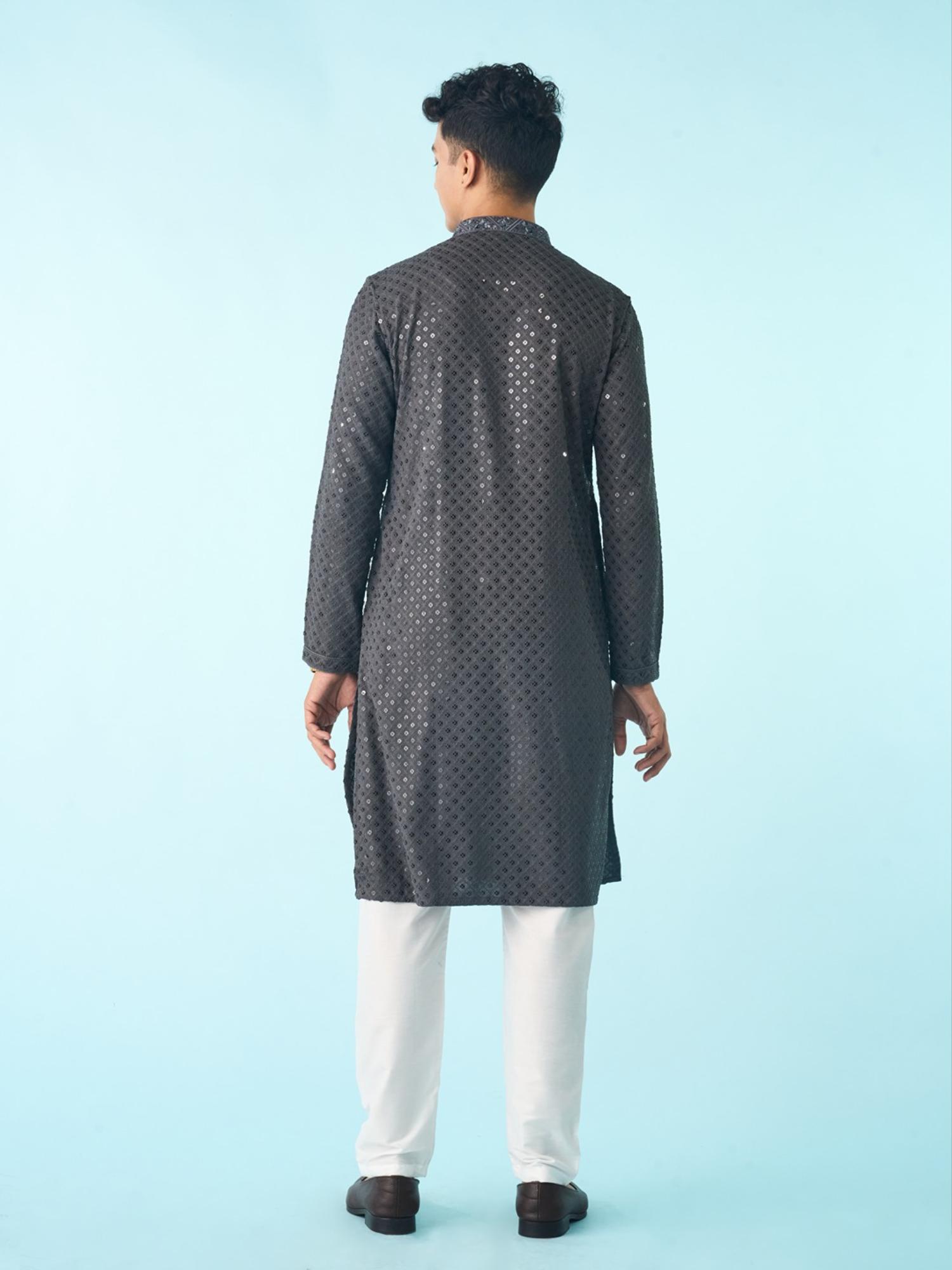 Dark Grey Splendored Kurta