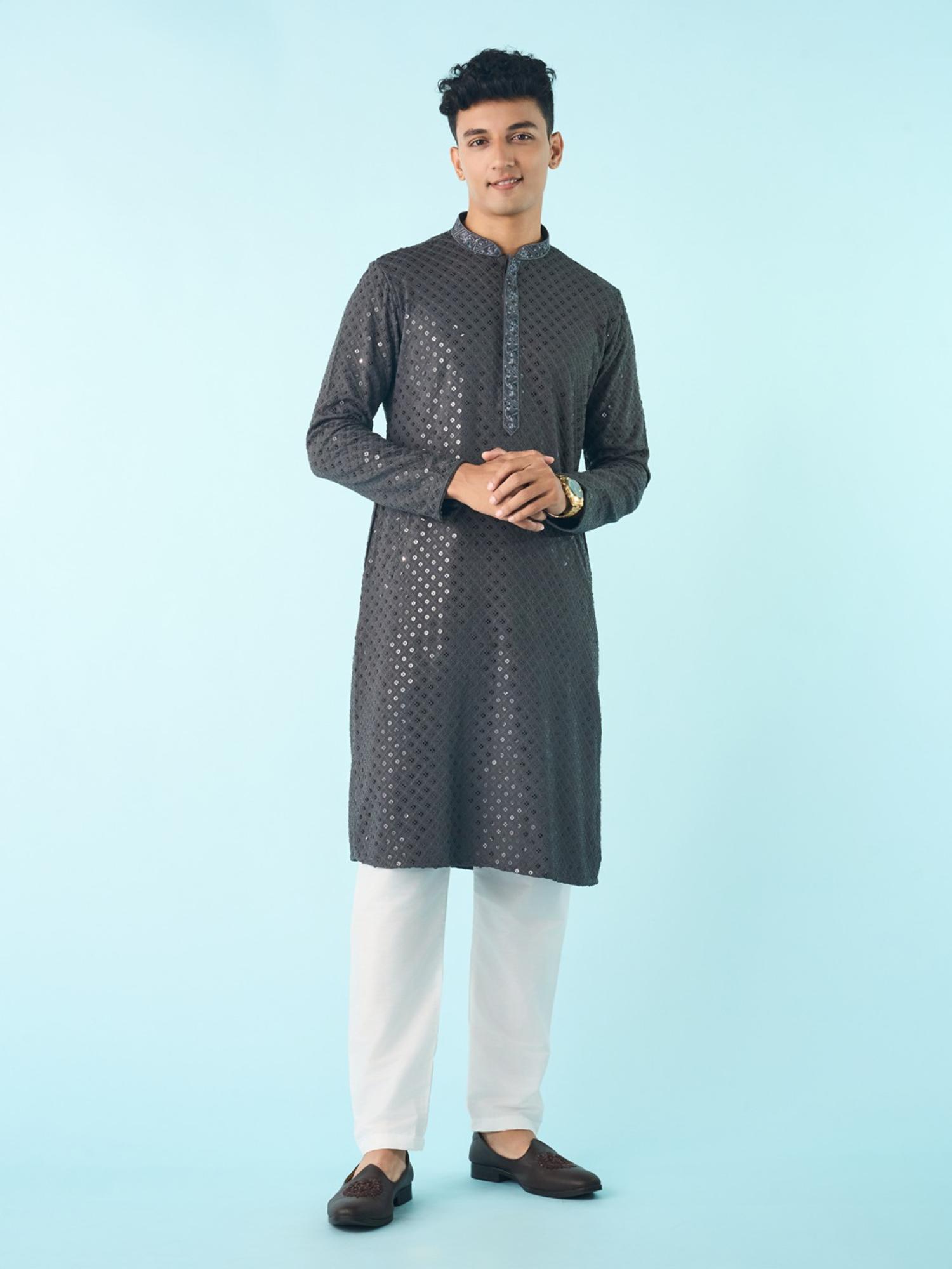 Dark Grey Splendored Kurta