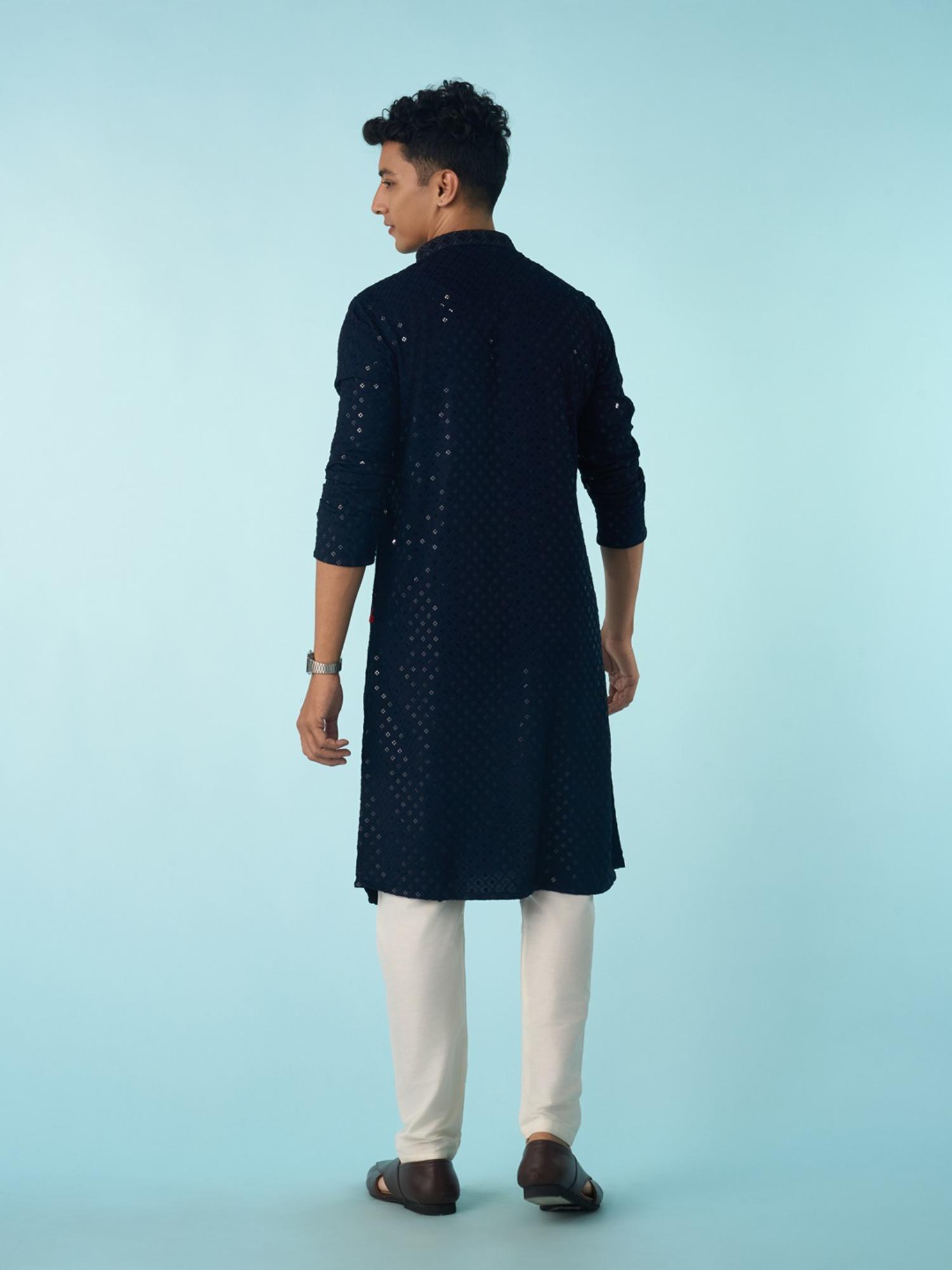 Navy Blue Viscose Elegance Kurta