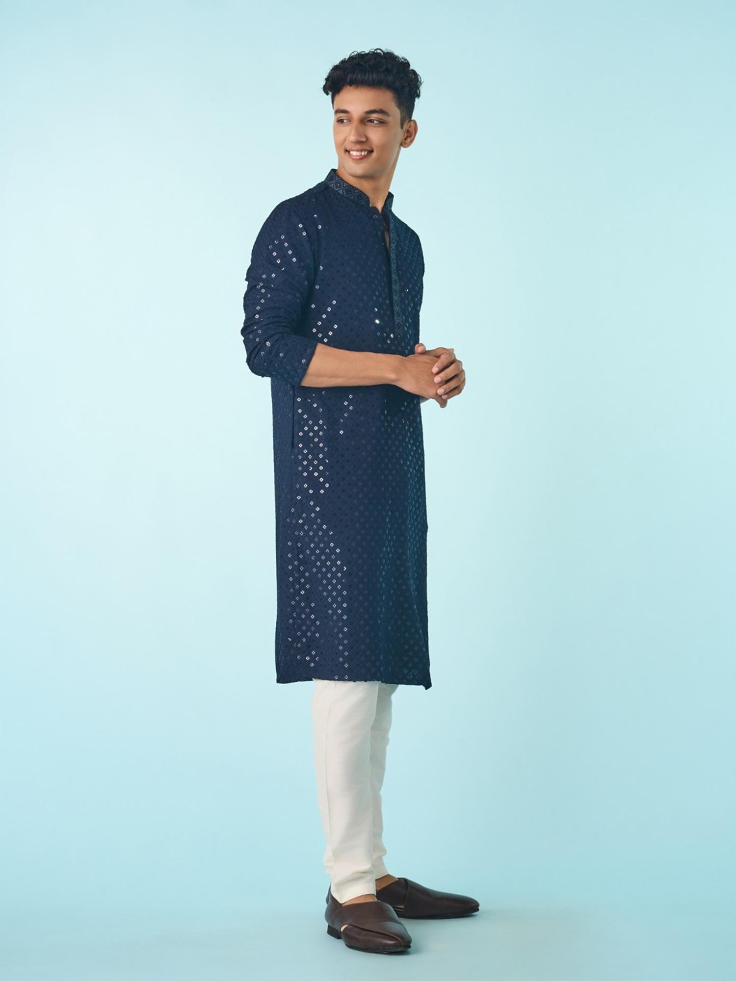 Navy Blue Viscose Elegance Kurta