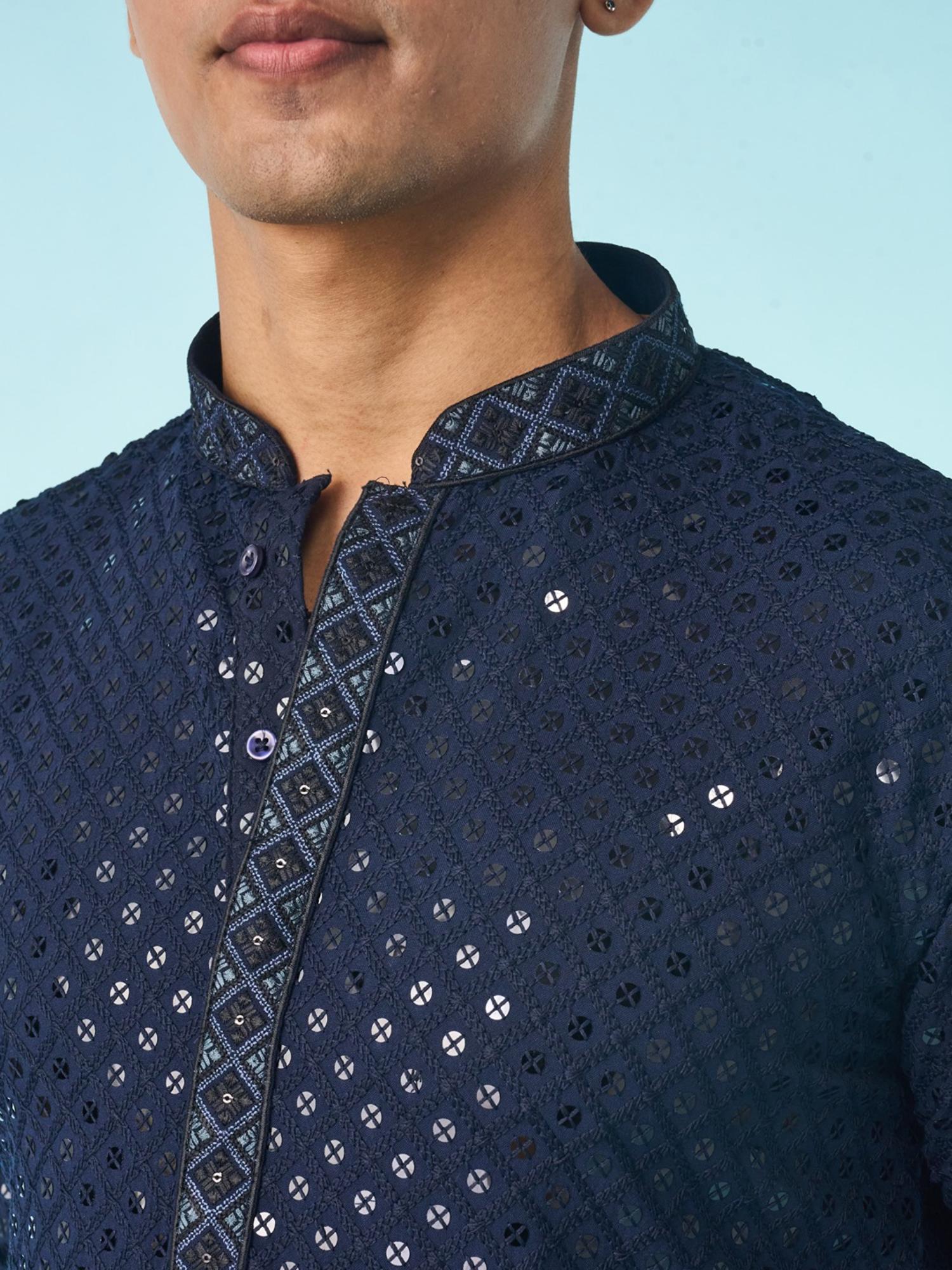 Navy Blue Viscose Elegance Kurta