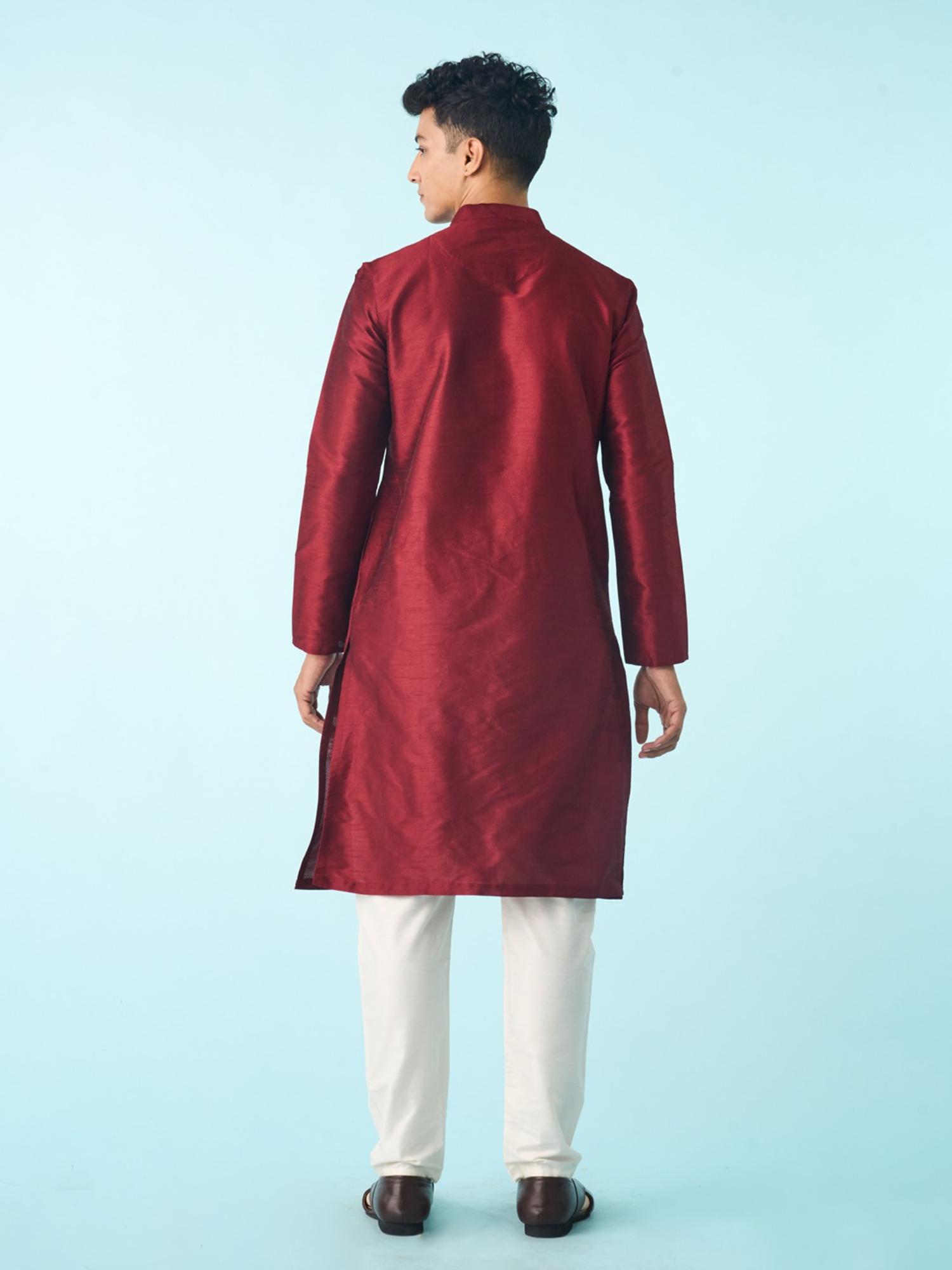 Red Art Silk Fancy Kurta