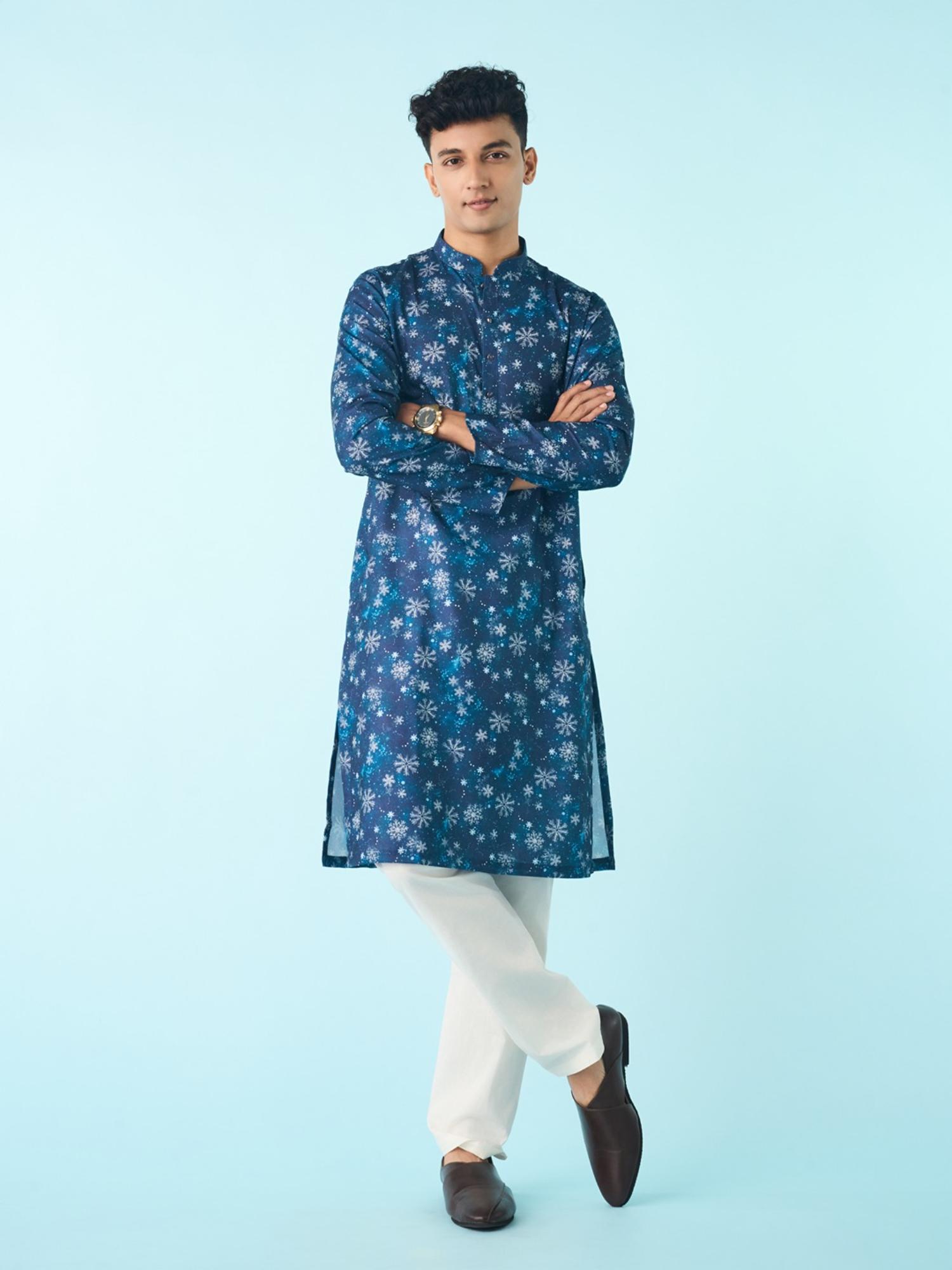 Enchanting Navy Blue Printed Kurta